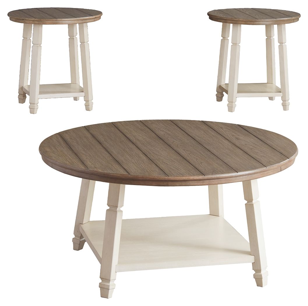 Bolanbrook – Occasional Table Set (Set of 3) – White / Brown / Beige