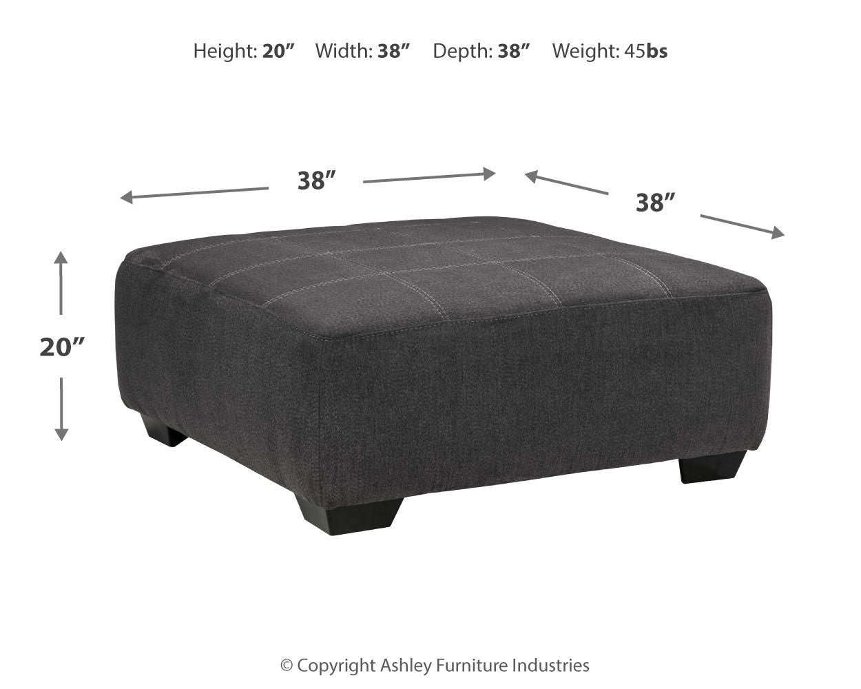 Ambee - Oversized Accent Ottoman - Slate - Image 2