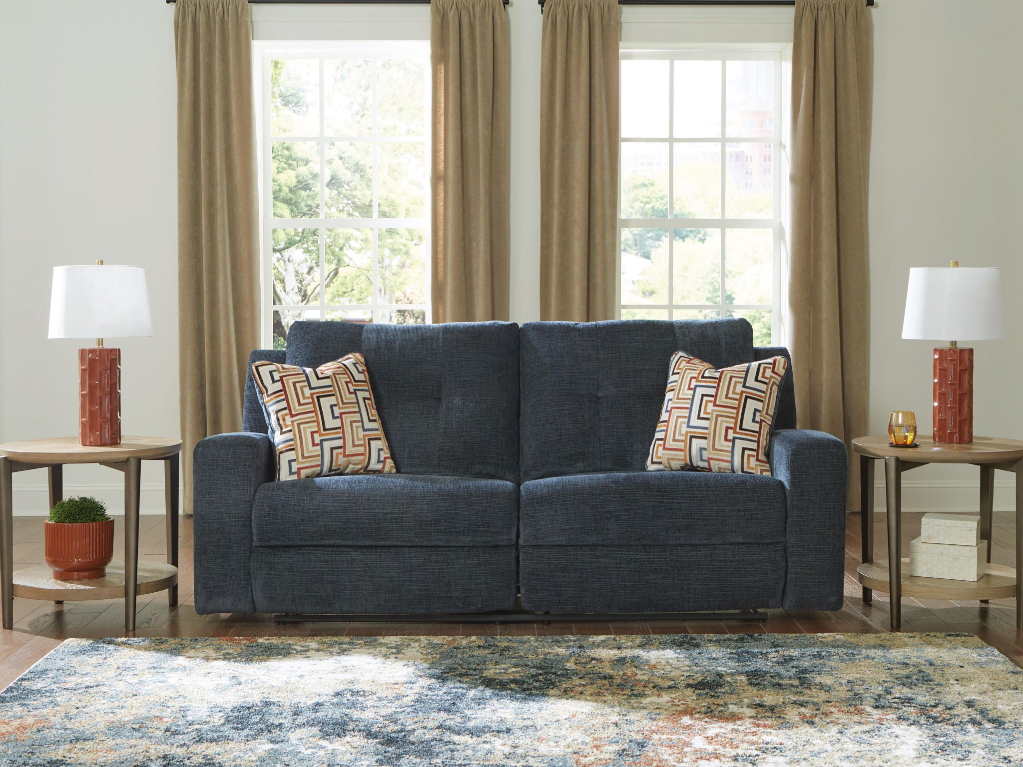 Danum - 2 Seat Reclining Sofa - Fabric - Ink - Image 2