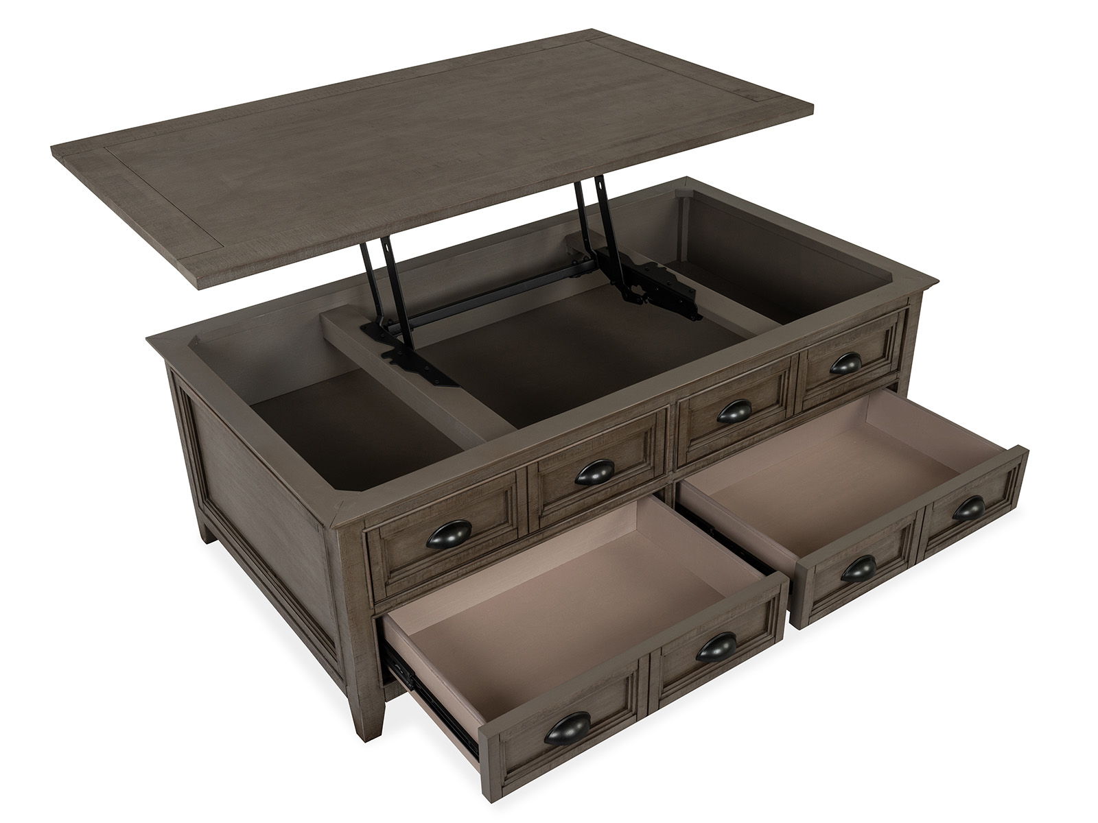 Paxton Place - Lift Top Storage Cocktail Table With Casters - Dovetail Gray - Image 2