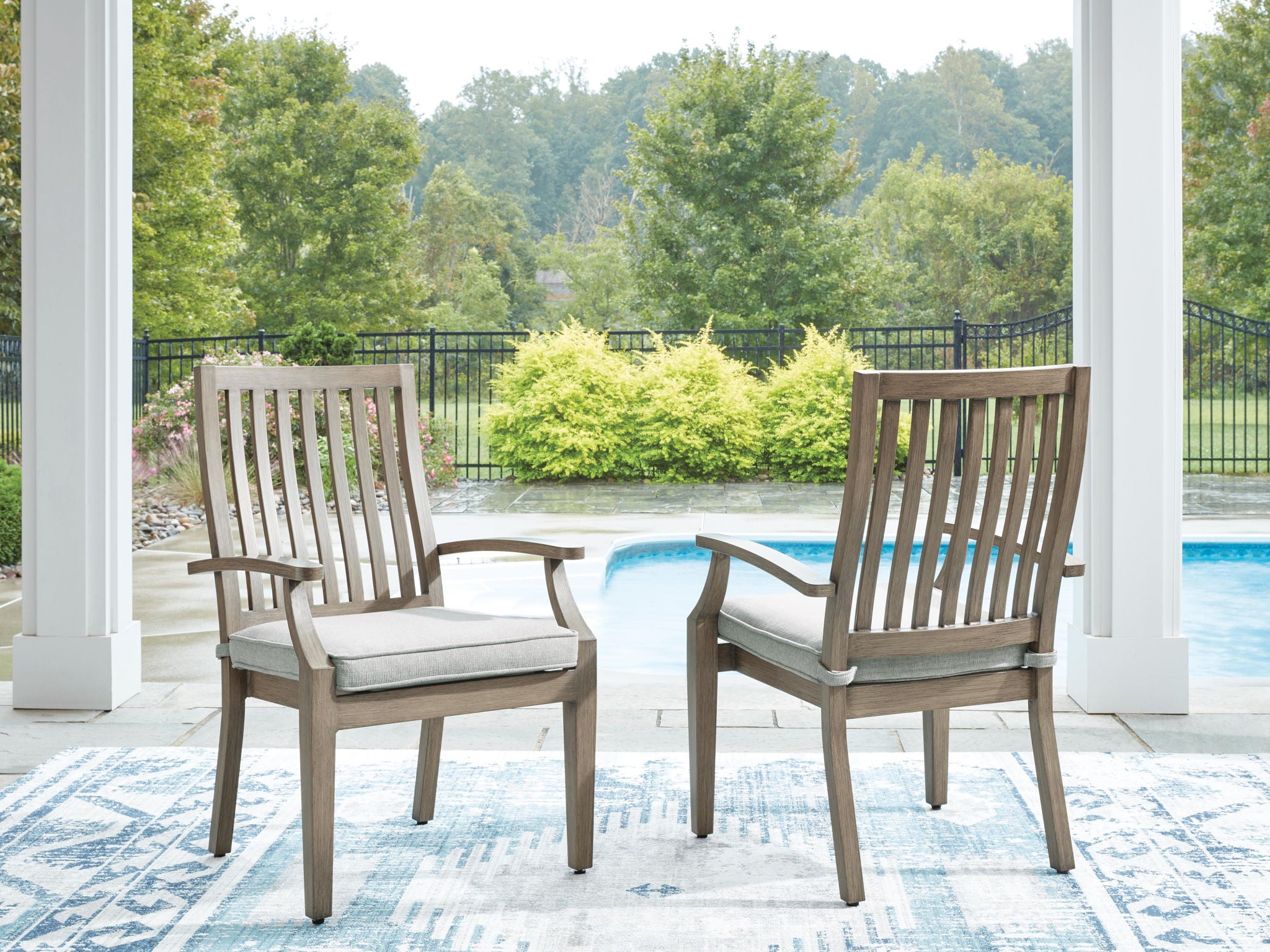 Rainier Ranch - Arm Chair With Cushion (Set of 2) - Brown / Beige - Image 2