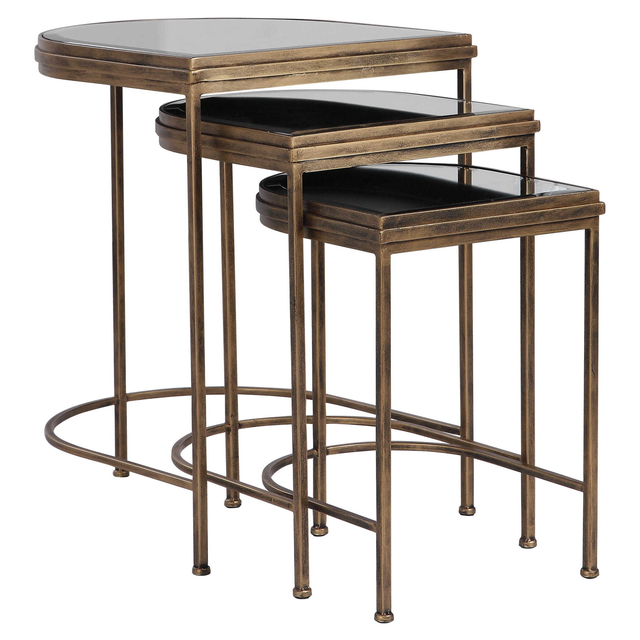India – Nesting Tables (Set of 3) – Light Brown & Black