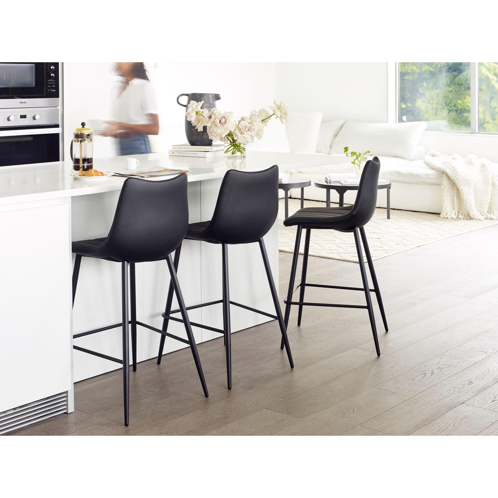 Alibi - Counter Stool (Set of 2) - Matte Black - Image 2