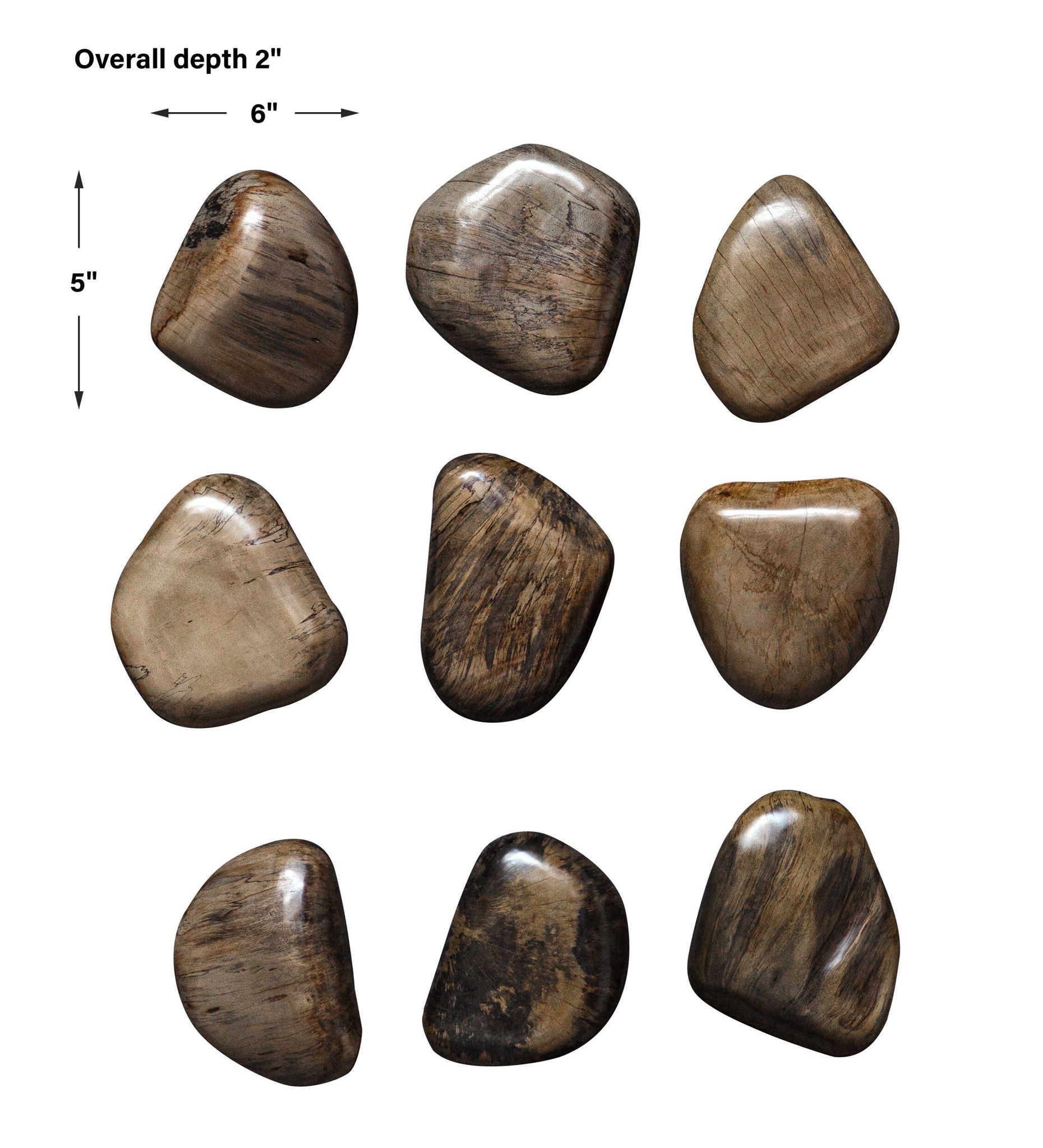 Pebbles - Walnut Wood Wall Décor (Set of 9) - Dark Brown - Image 2