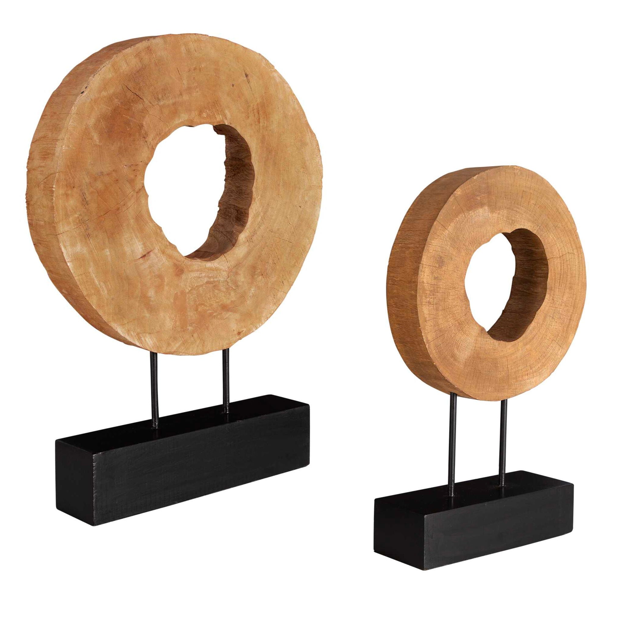 Ashlea - Wooden Sculptures (Set of 2) - Light Brown & Black - Image 2