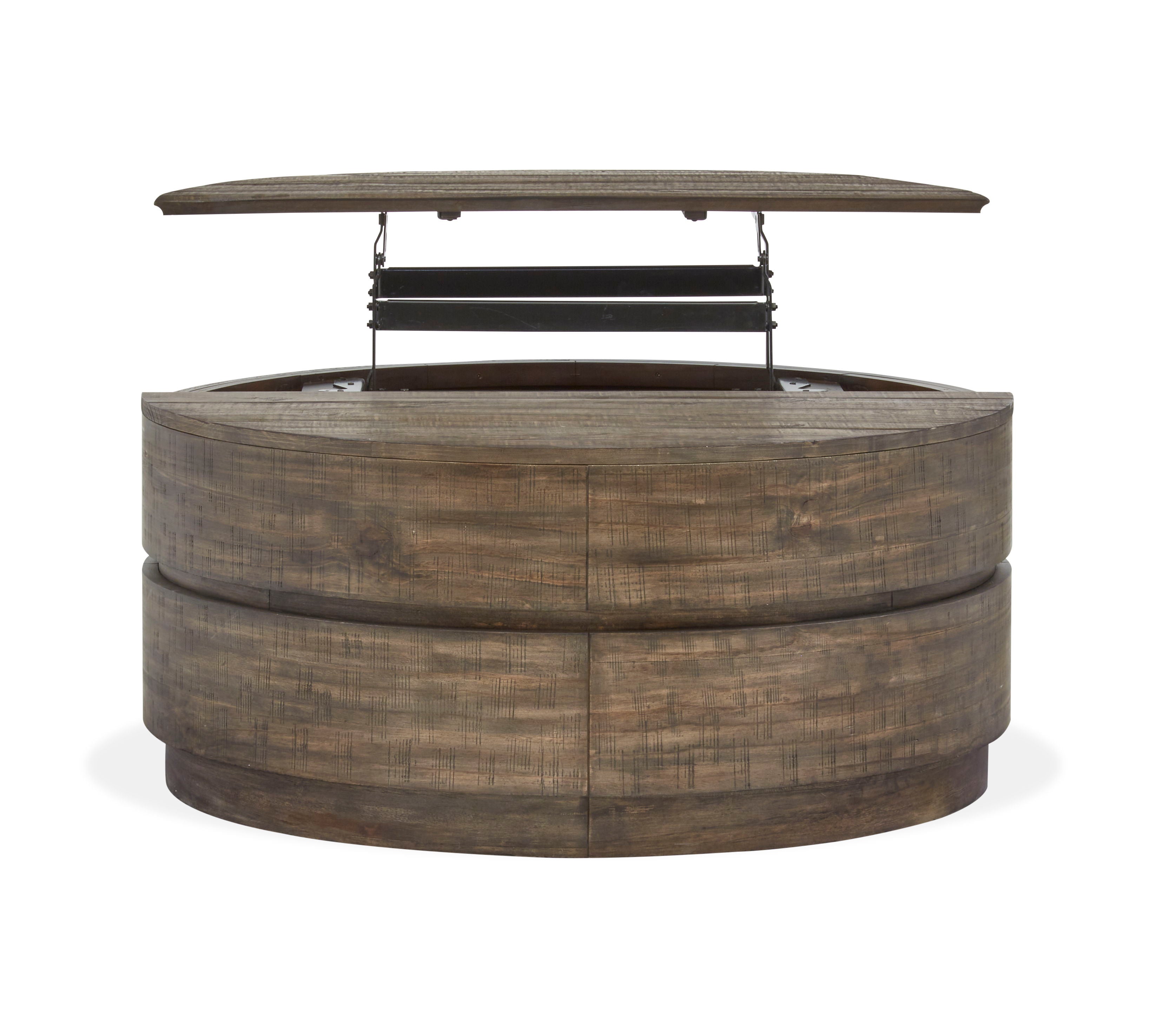 Baisden - Round Lift Top Cocktail Table With Casters - Tobacco - Image 2