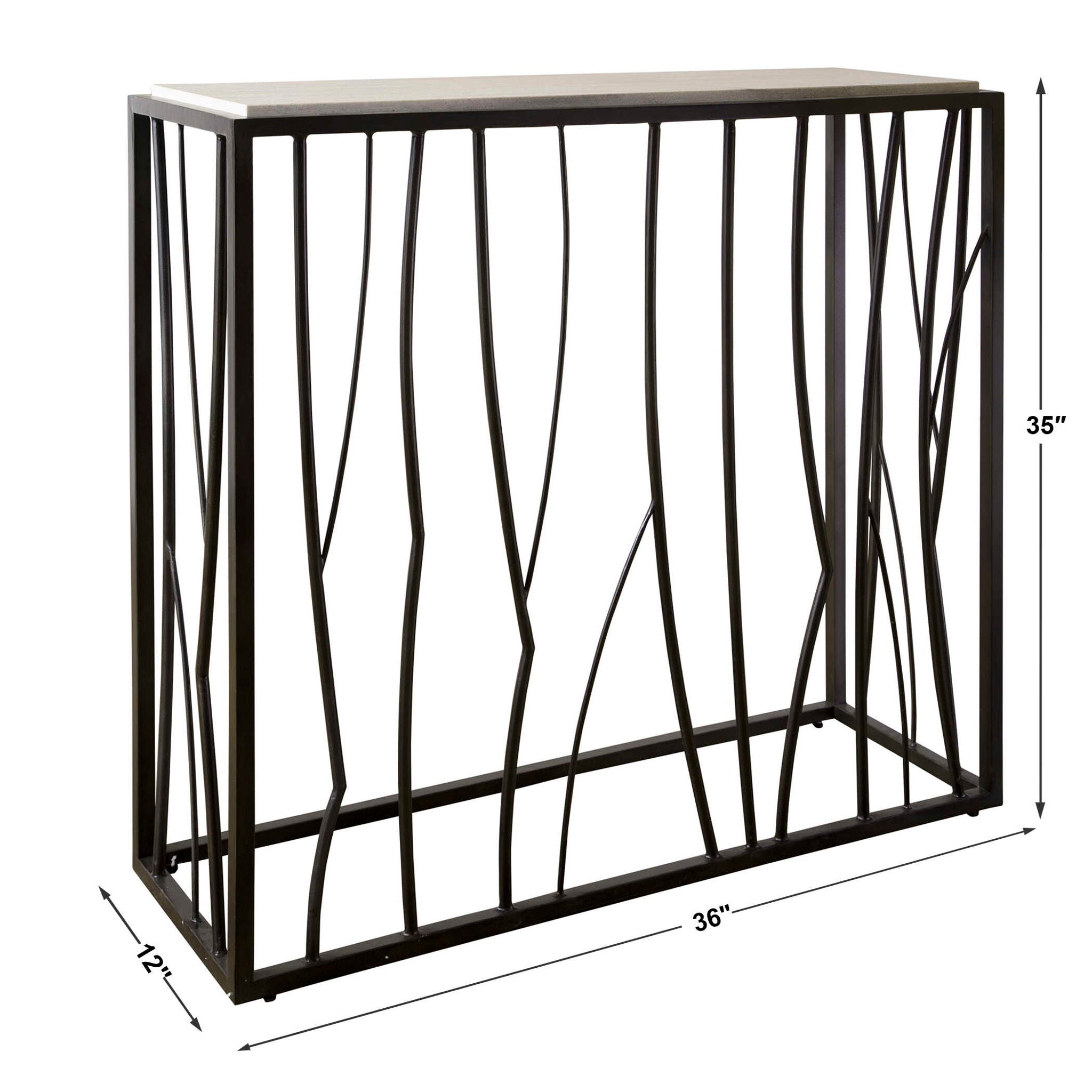 Reed - Travertine Console Table - Black & Light Brown - Image 2