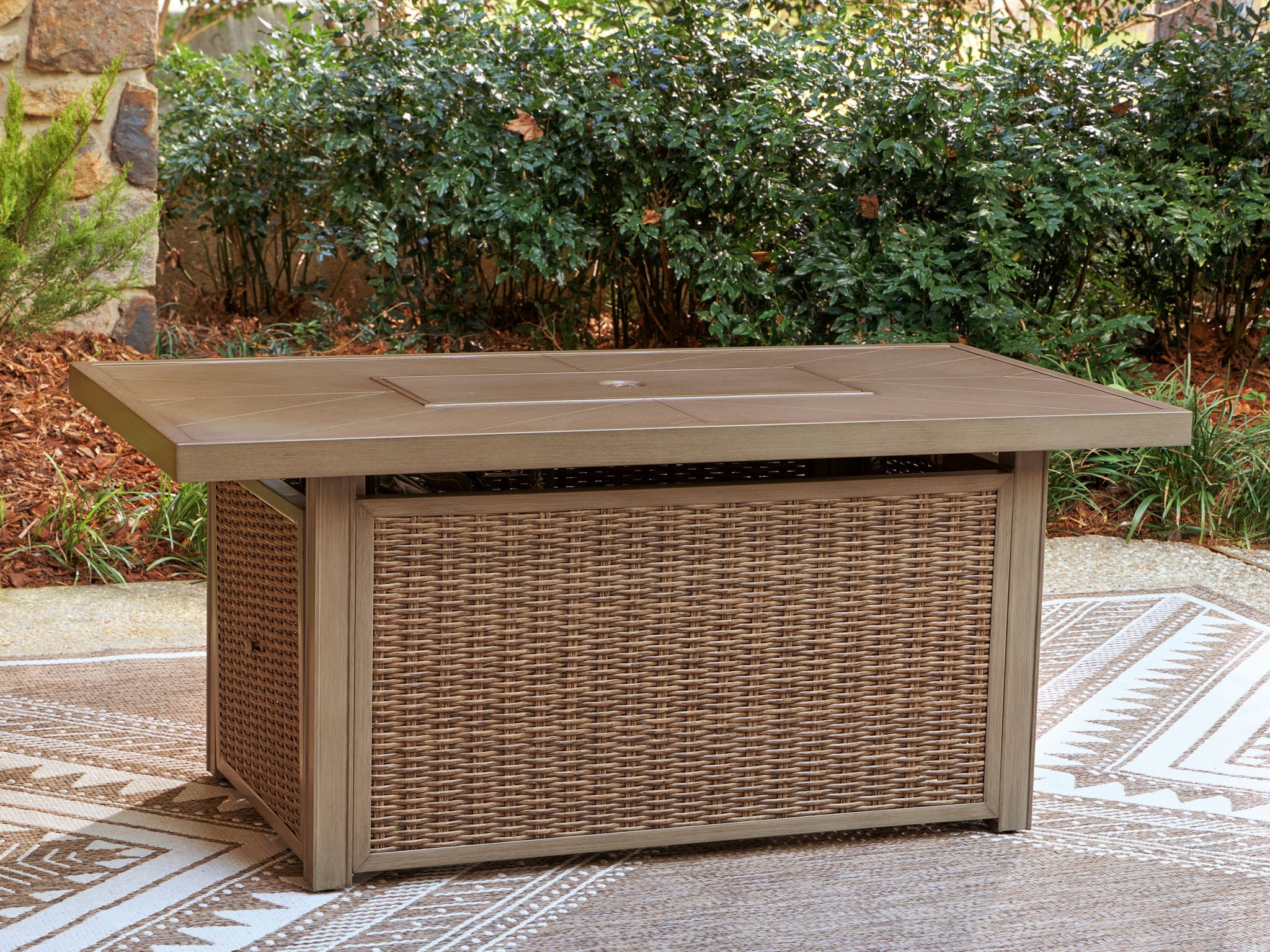 Laguna Heights - Rectangular Fire Pit Table - Beige - Image 2