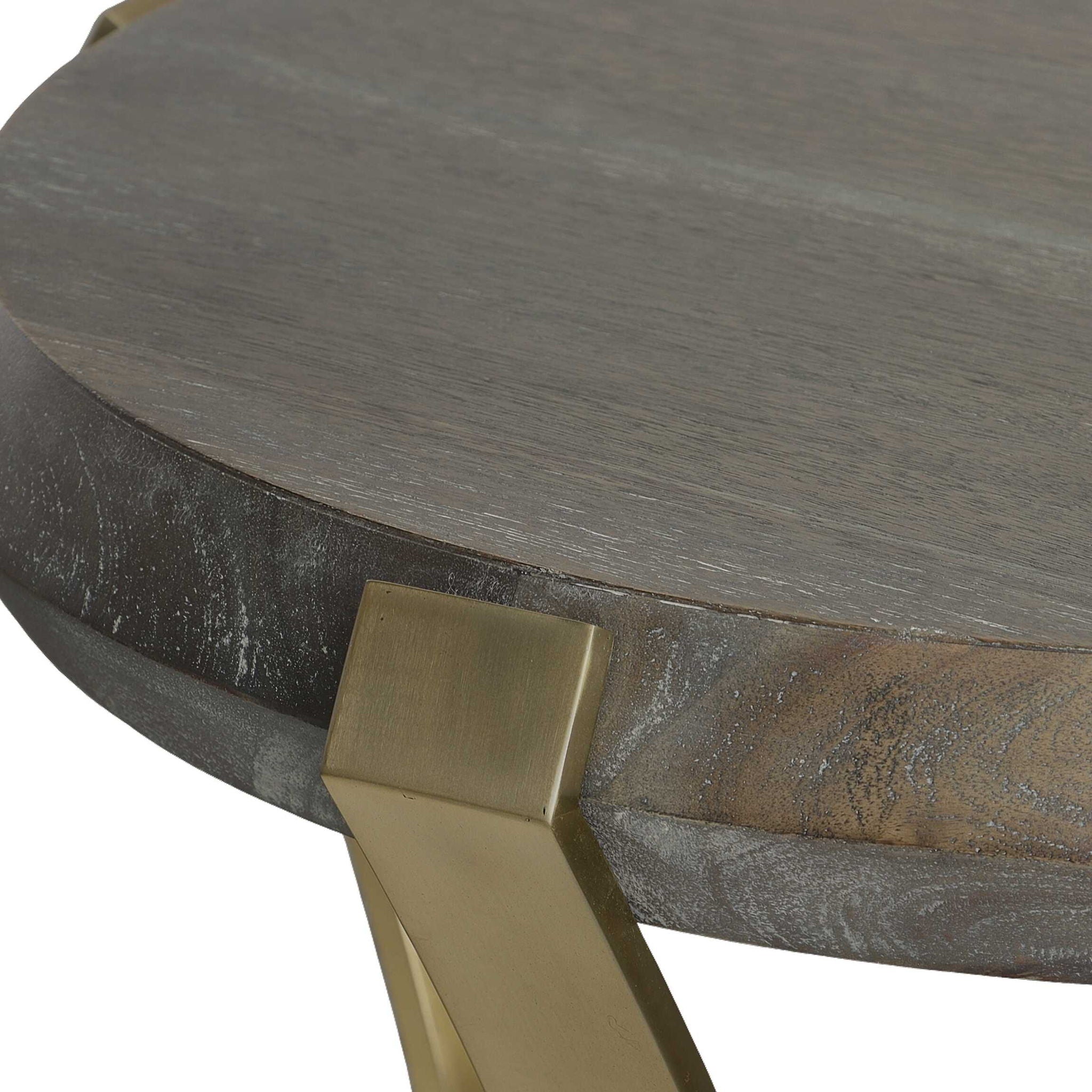 Unite - Brass Leg Wood Side Table - Dark Brown - Image 2