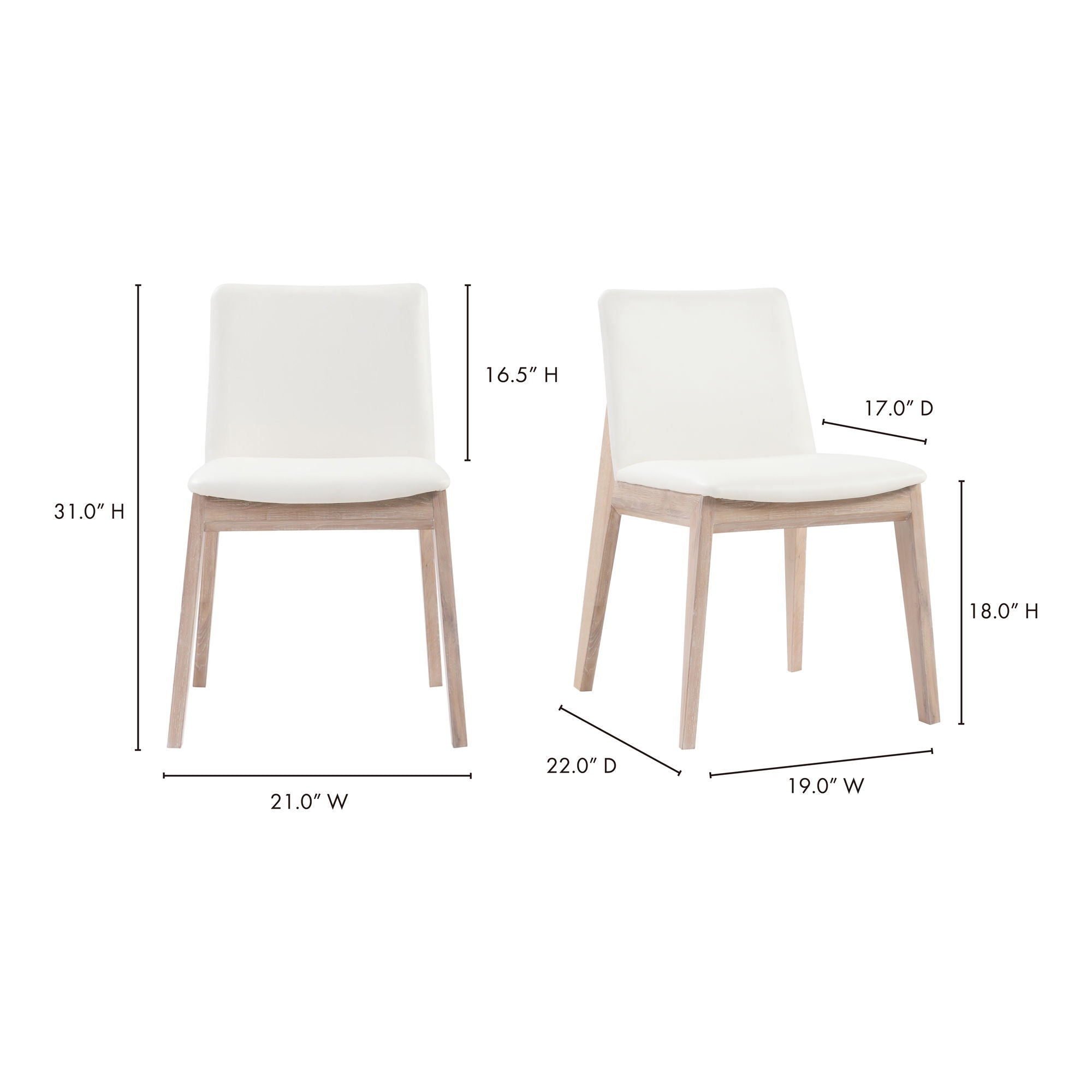 Deco - Oak Dining Chair (Set of 2) - Cream White - Image 2