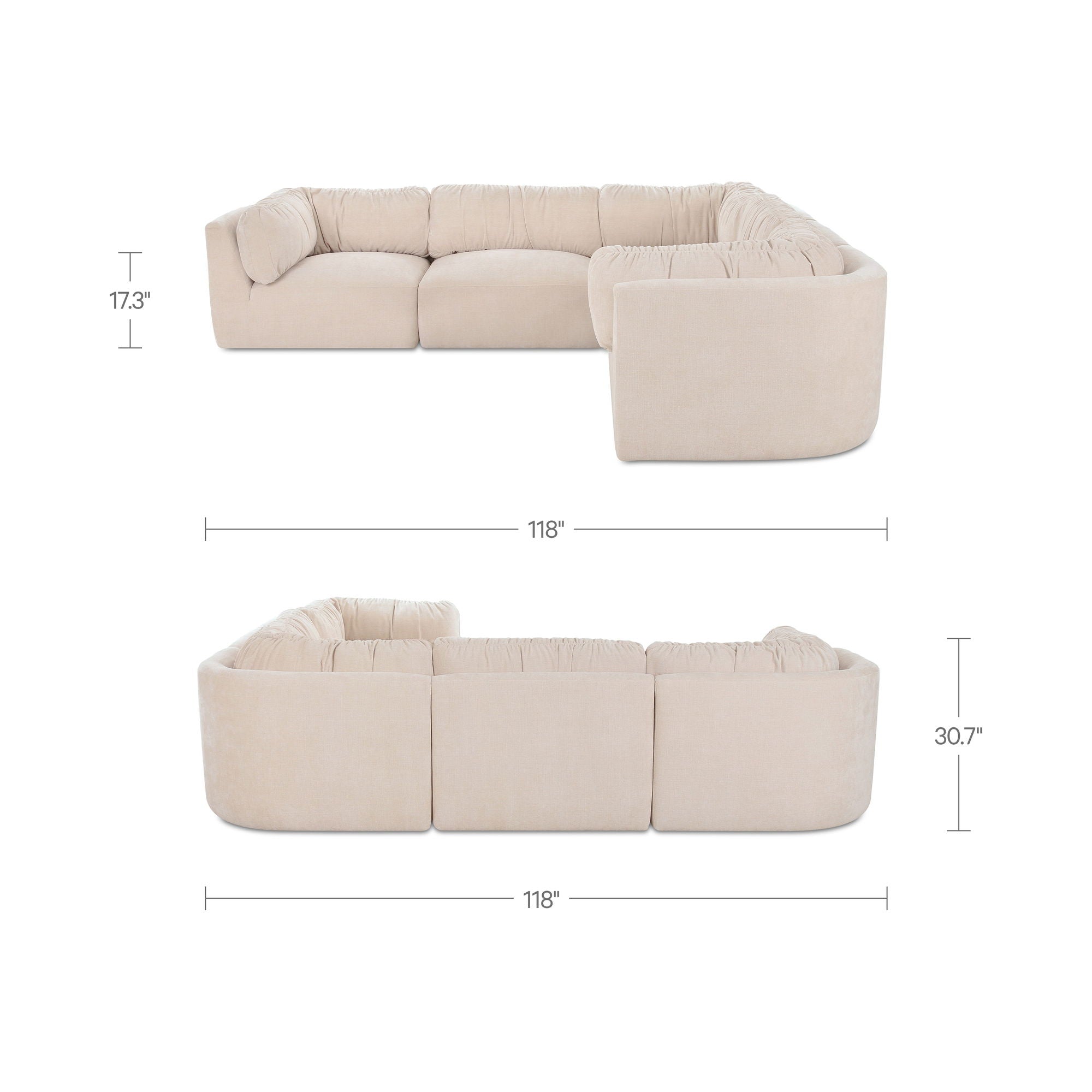 Matina - Classic L Modular Sectional - Oatmeal - Image 2