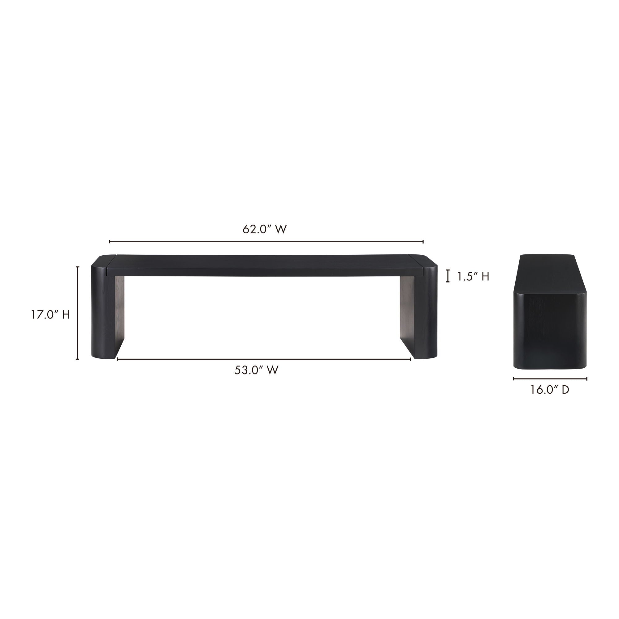 Post - Small Dining Bench - Black Oak - Image 2