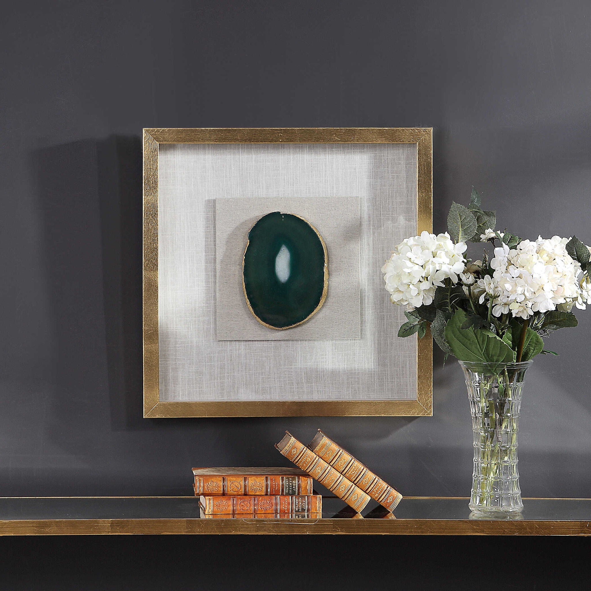 Keeva - Agate Stone Shadow Box - Gold - Image 2