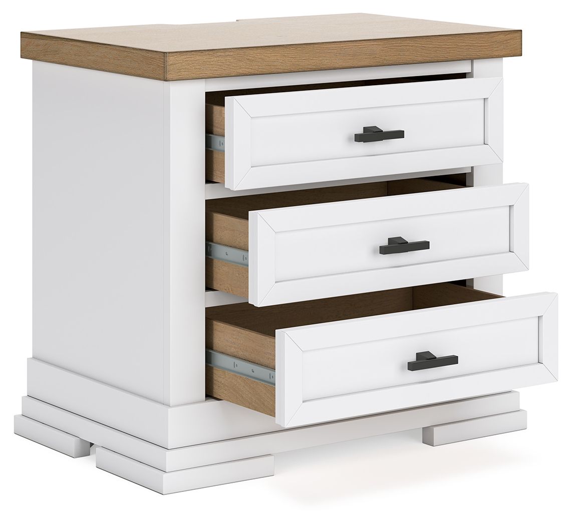 Ashbryn - Three Drawer Night Stand - White / Natural - Image 2