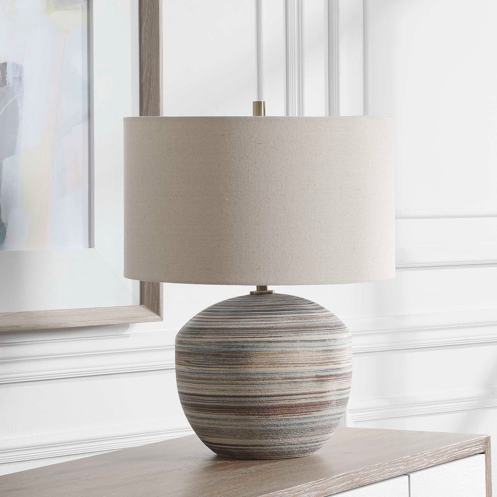 Prospect - Striped Accent Lamp - Light Brown - Image 2