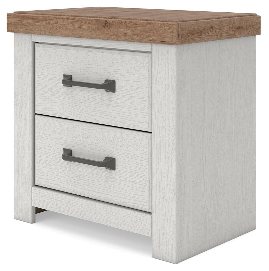 Savonport - Two Drawer Night Stand - White / Brown - Image 2
