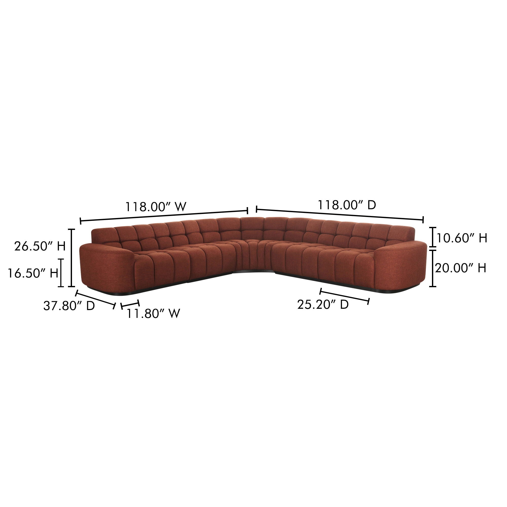 Roman - L-Shaped Sectional - Red - Image 2