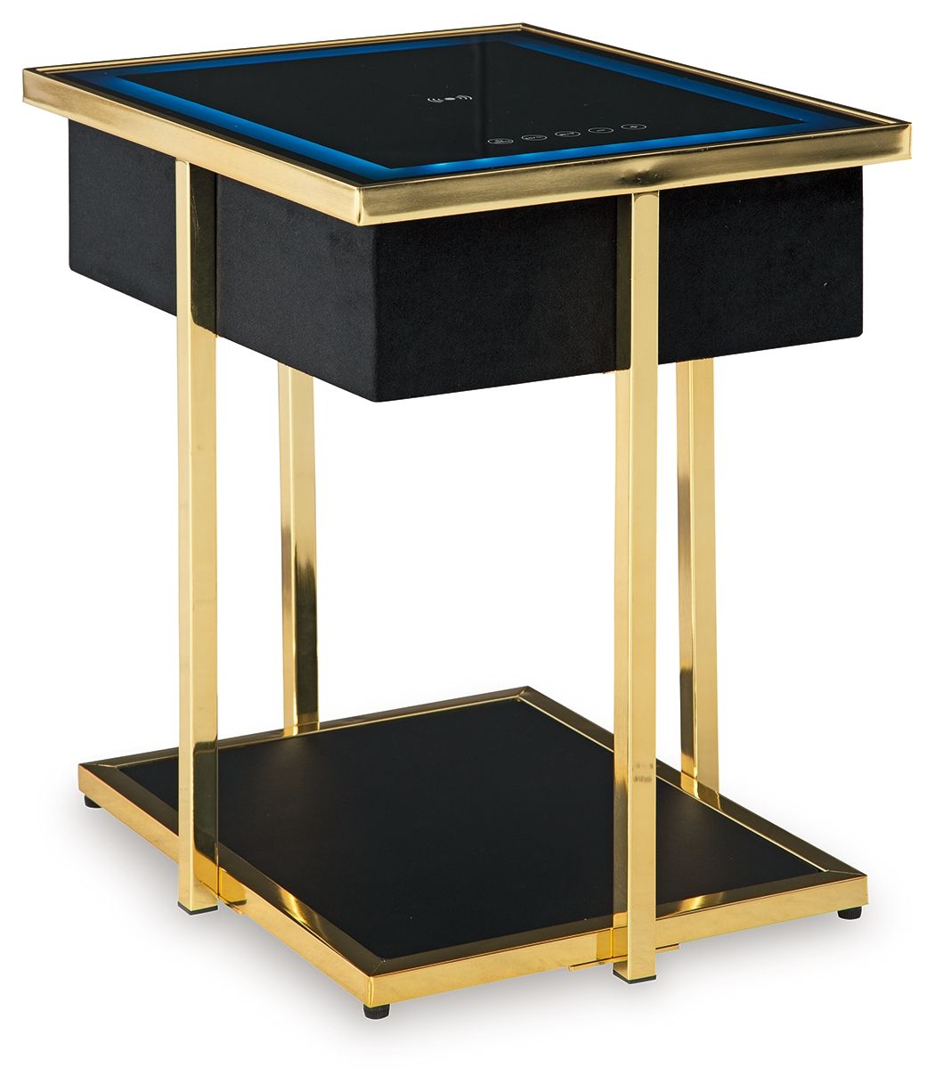 Rexwell - Accent Table With Speaker - Black / Gold Finish - Image 1