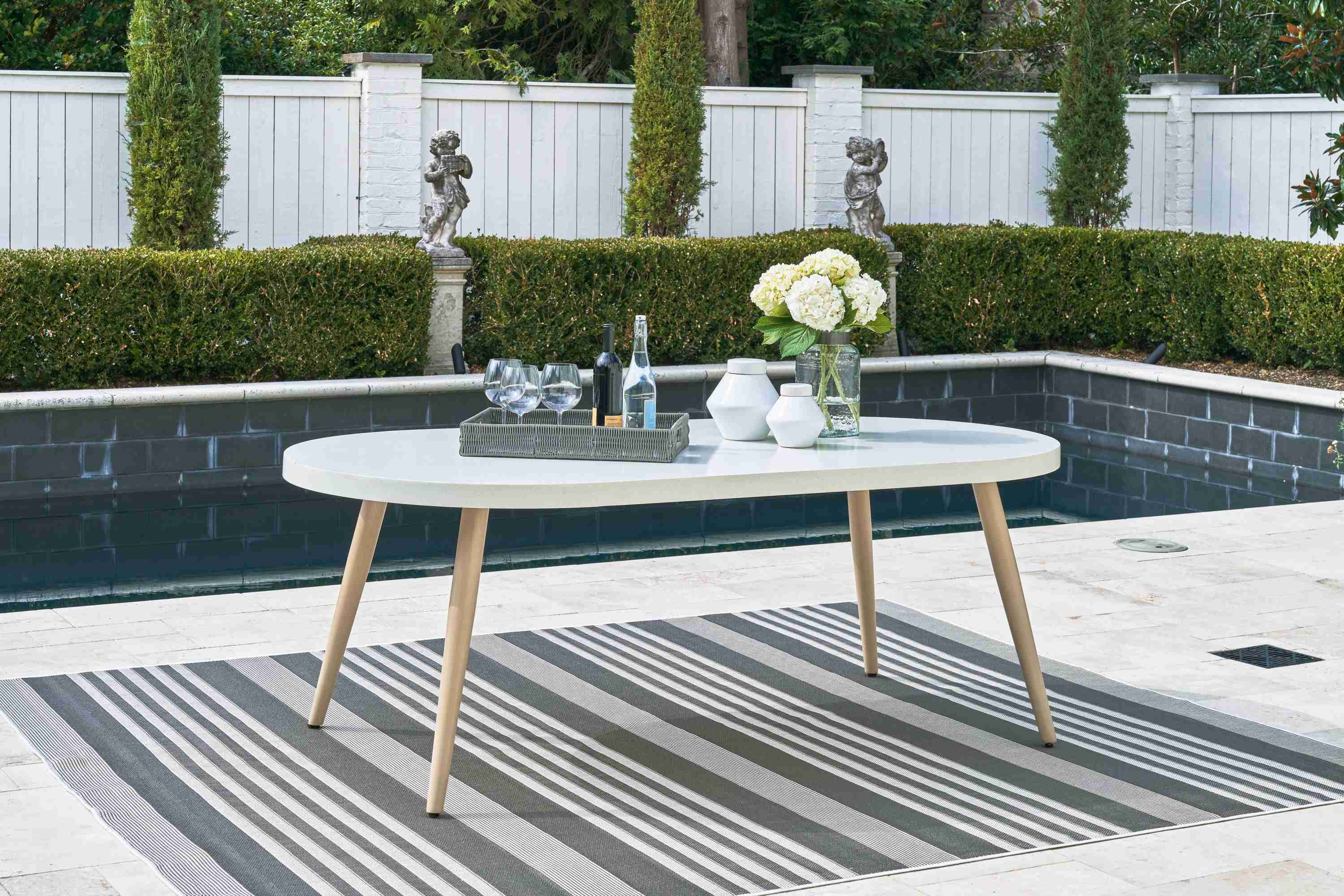Seton Creek - Oval Dining Table With Umb Opt - White - Image 2
