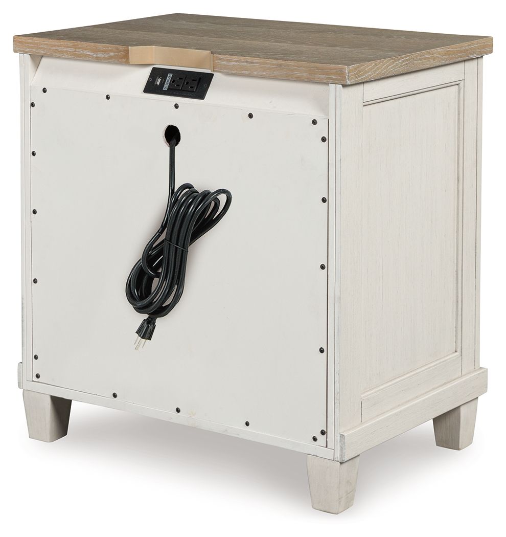 Shaybrock - Two Drawer Night Stand - Antique White / Brown - Image 2