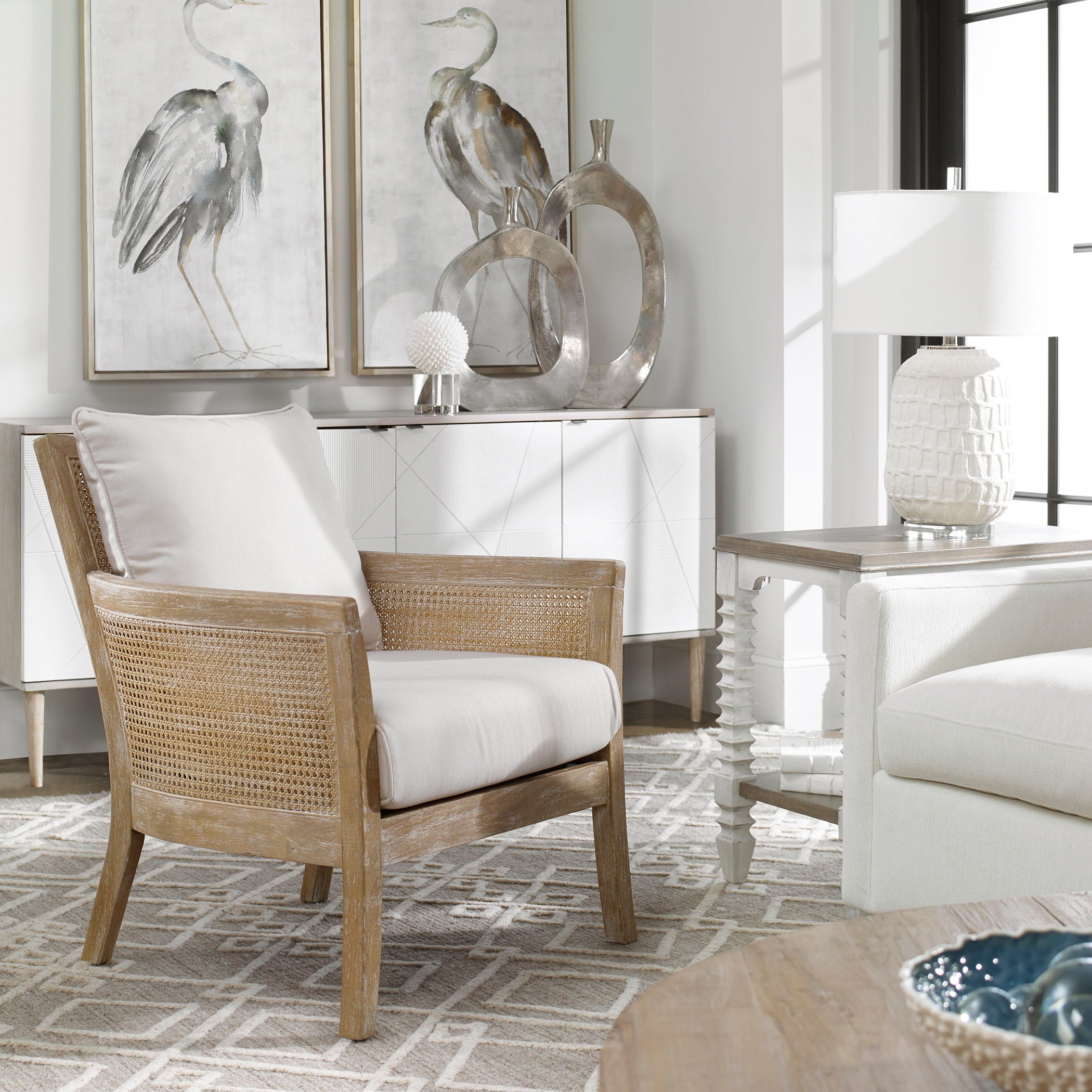 Encore - Natural Armchair - White - Image 2