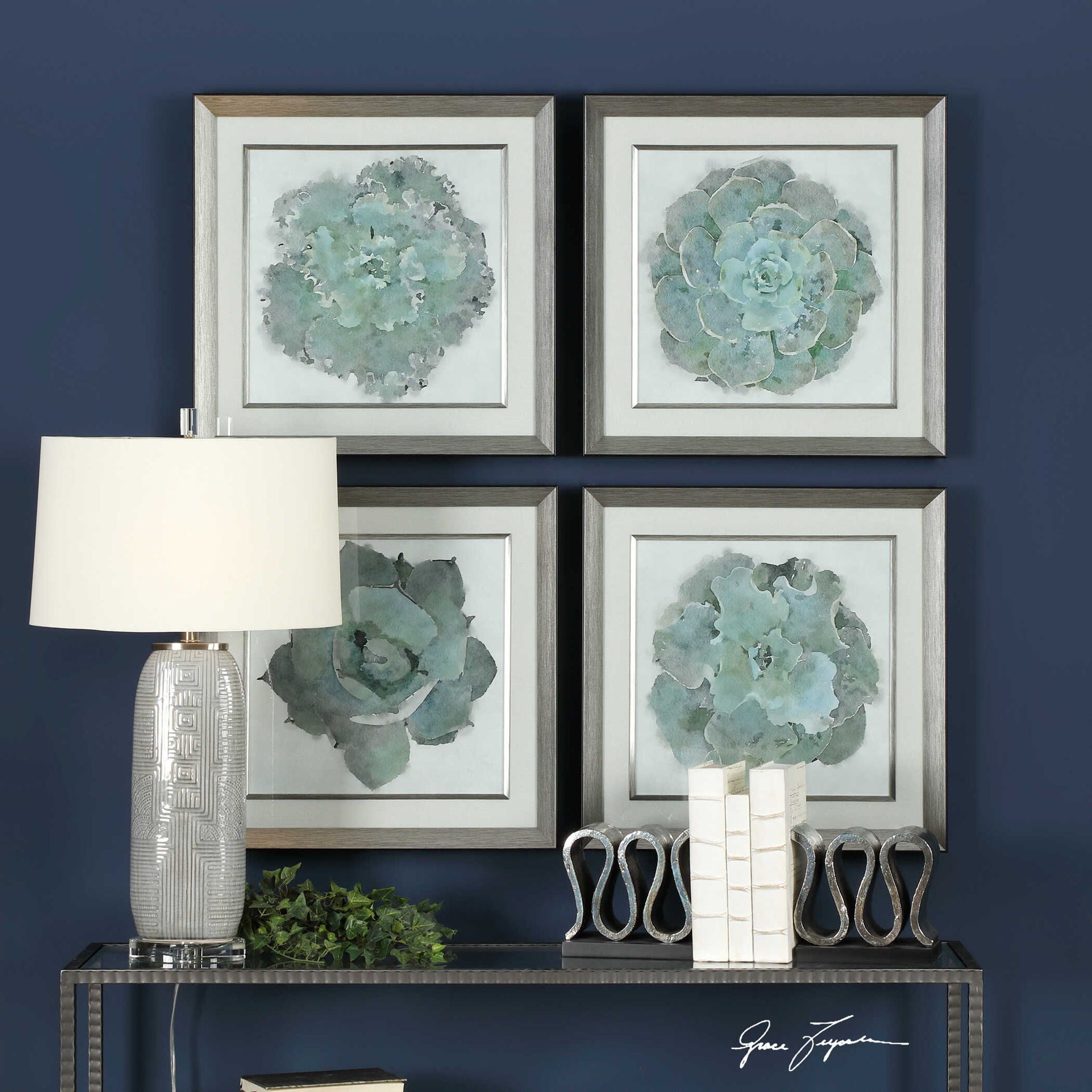 Natural Beauties - Botanical Prints (Set of 4) - Light Blue - Image 2