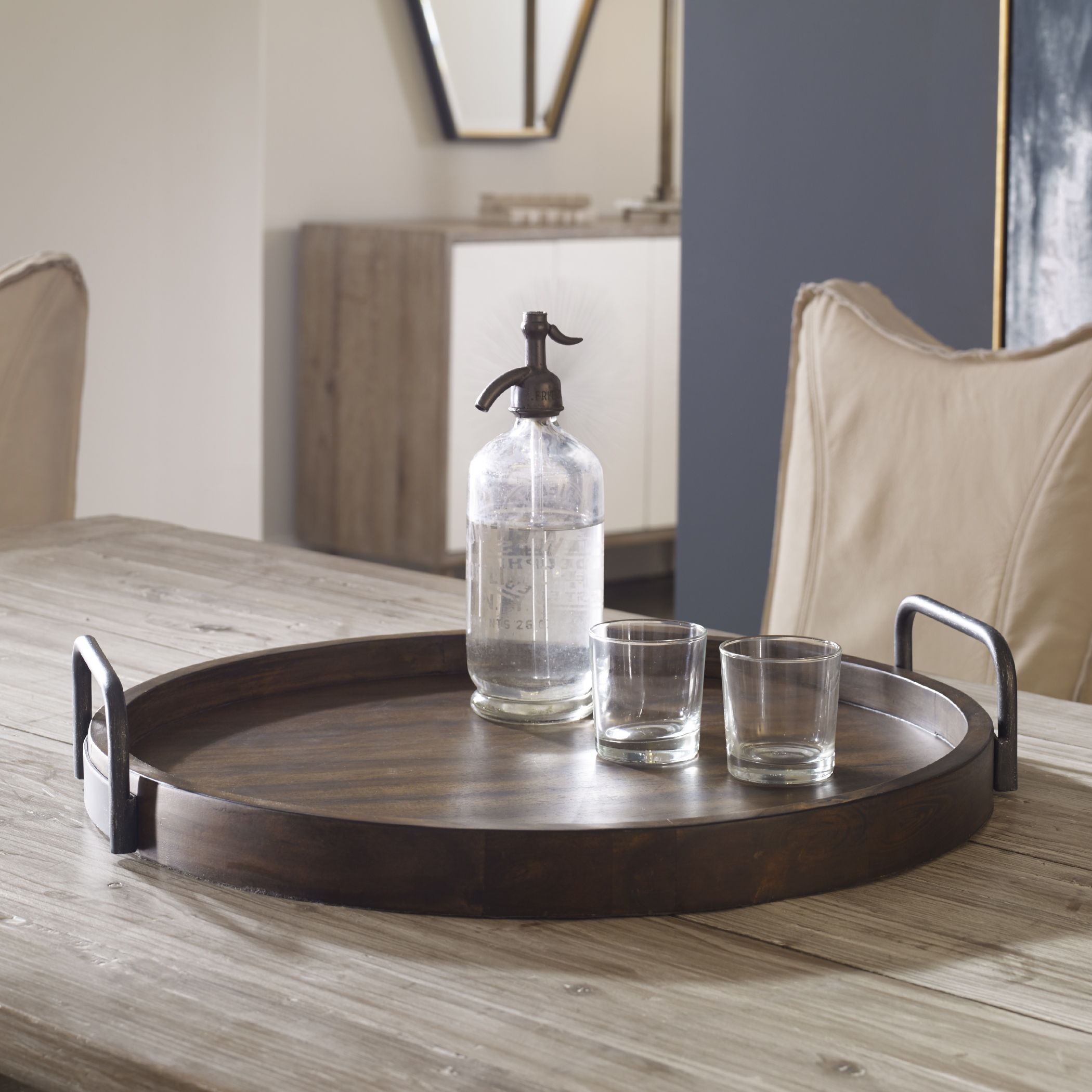 Reine - Round Wooden Tray - Dark Brown - Image 2