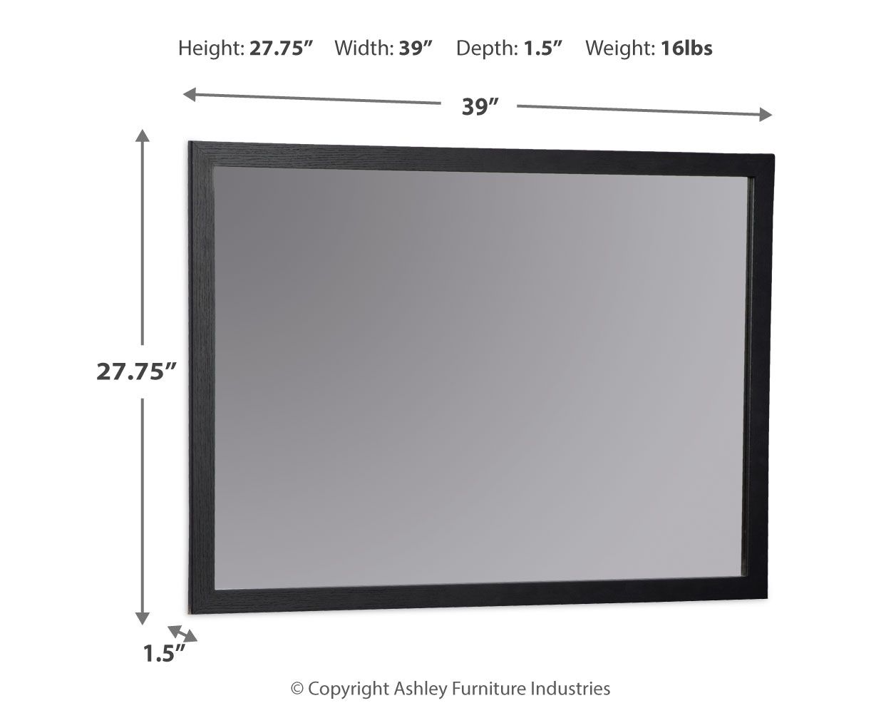 Danziar - Bedroom Mirror - Black - Image 2