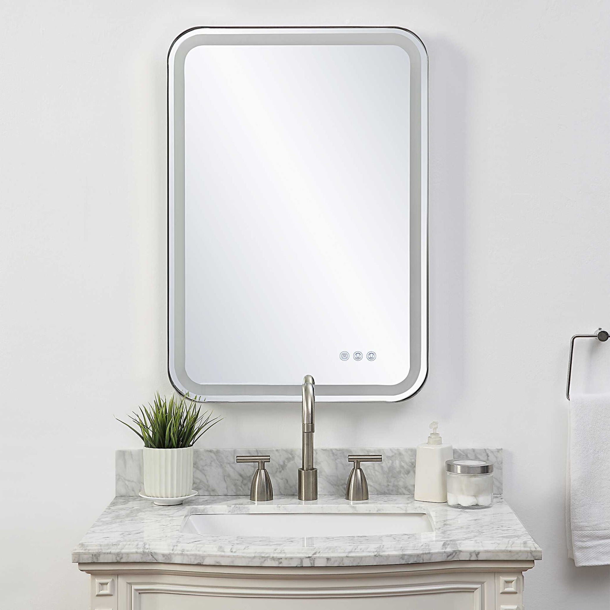 Crofton - Lighted Nickel Vanity Mirror - Gray - Image 2