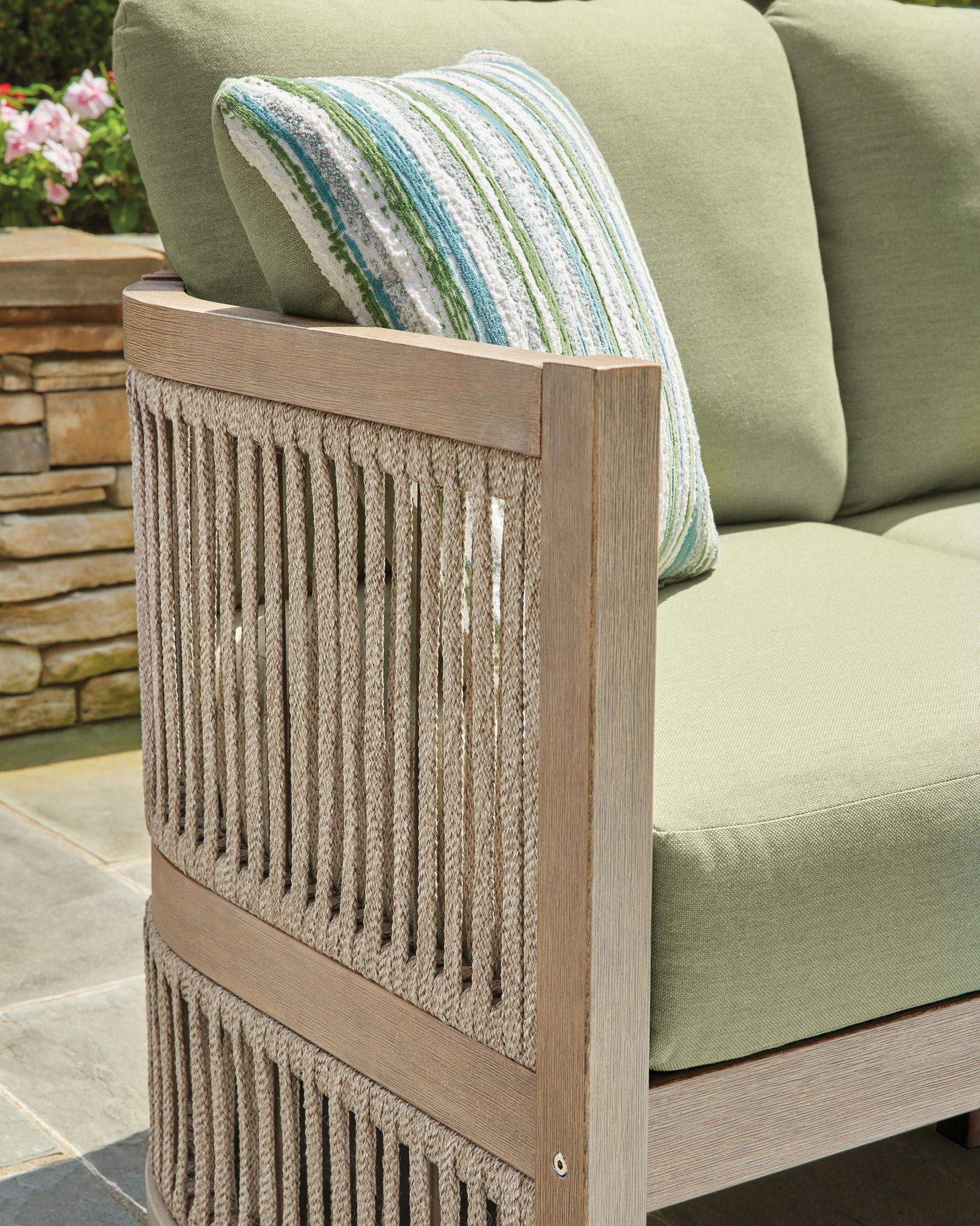 Serena Shores - Sofa With Cushion - Beige / Green - Image 3