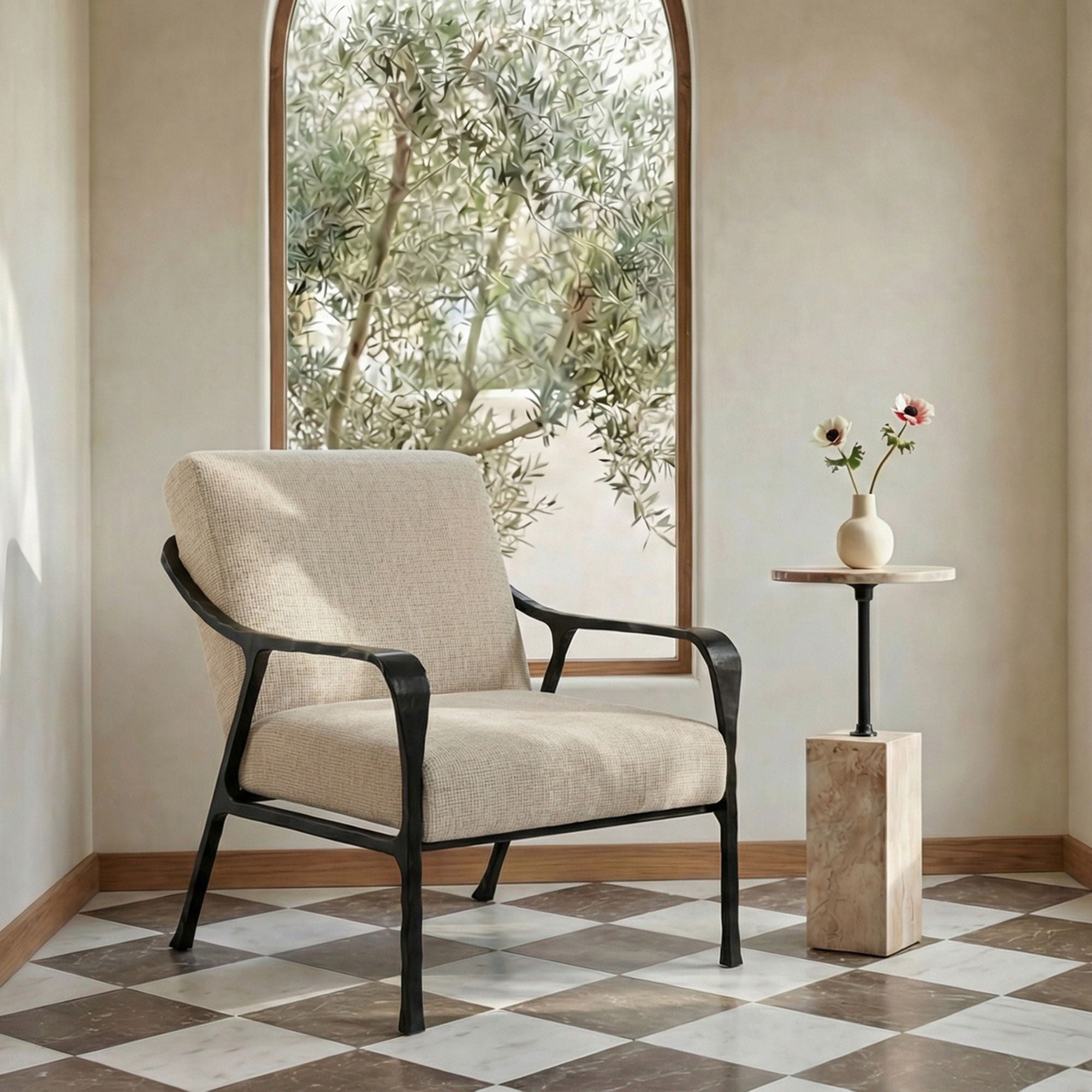 Rowe – Accent Chair – Beige / Black