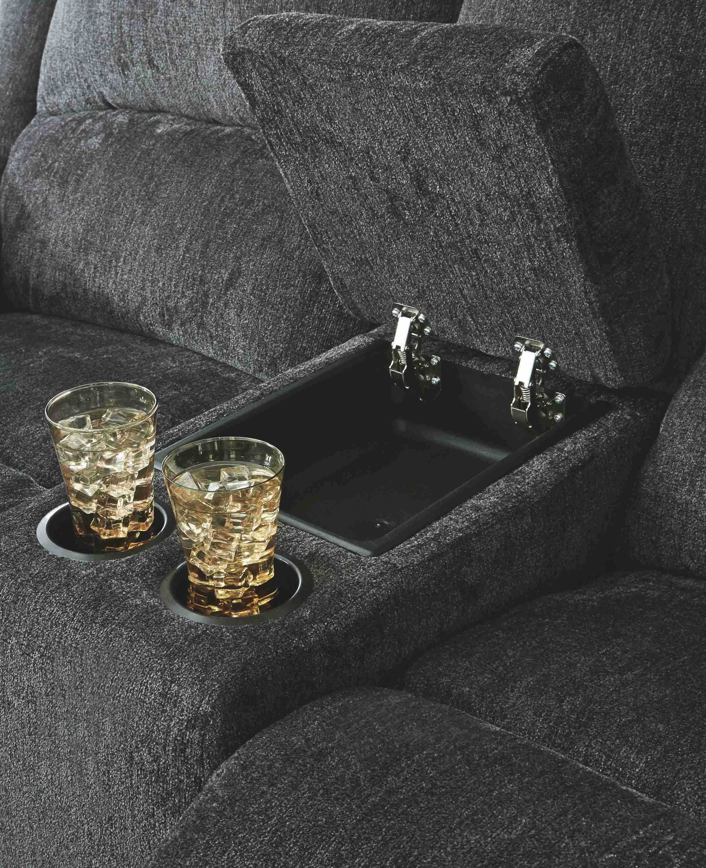 Draycoll - Dbl Reclining Power Loveseat W/Console - Fabric - Slate - Image 2