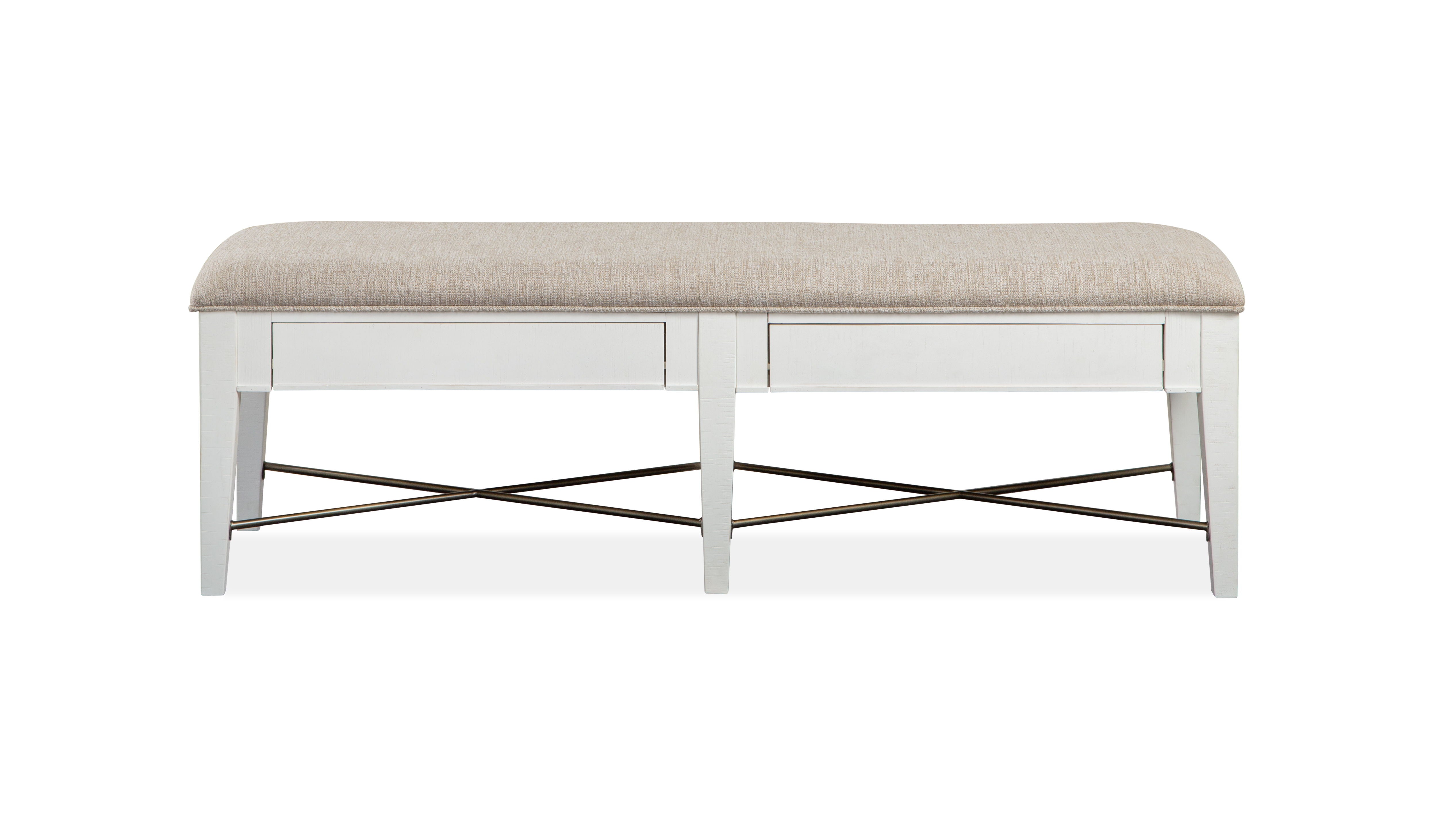 Heron Cove - Bench With Upholstered Seat - Chalk White - Image 1