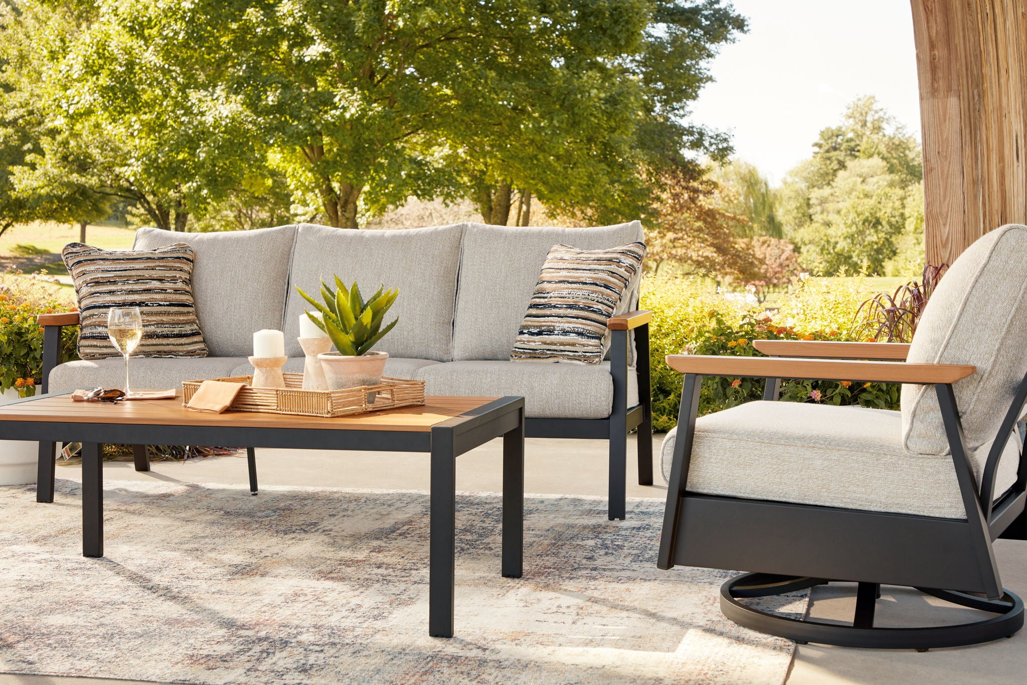 Carmel Highlands - Sofa, Chairs, Table Set (Set of 4) - Dark Brown - Image 2