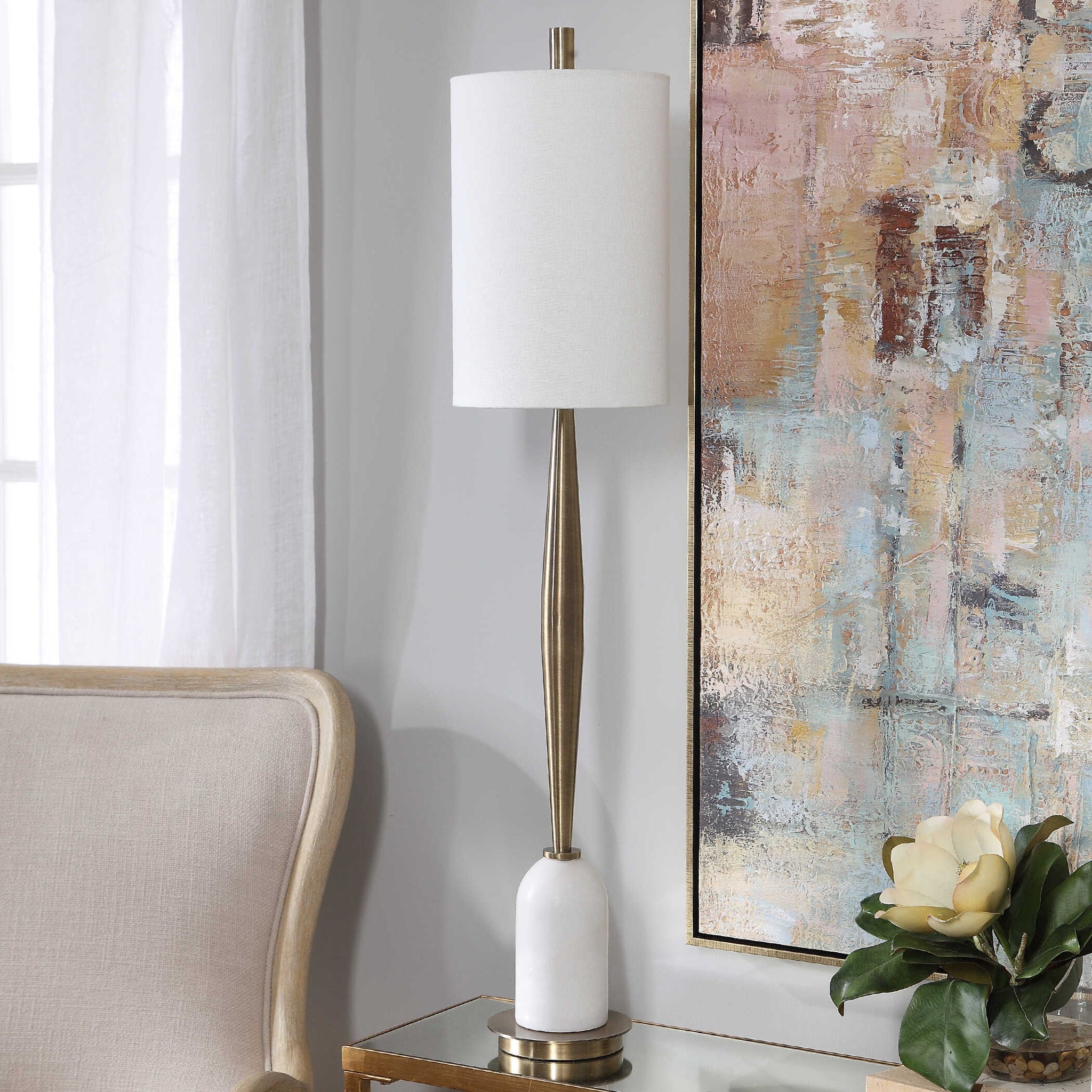 Minette - Mid-Century Buffet Lamp - White - Image 3
