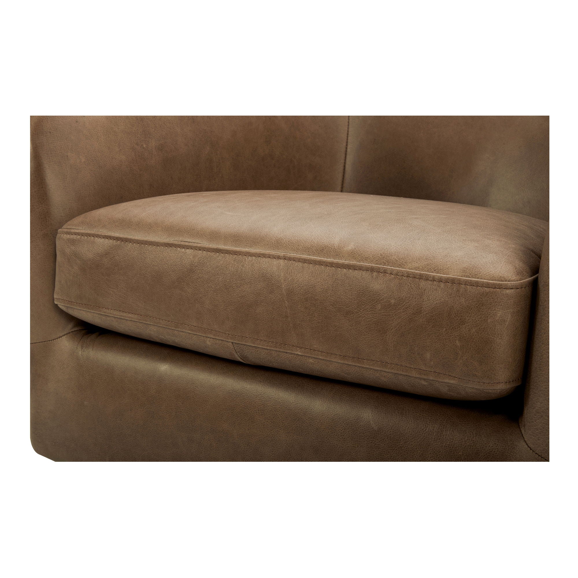 Oscy - Leather Swivel Chair - Brown - Image 2