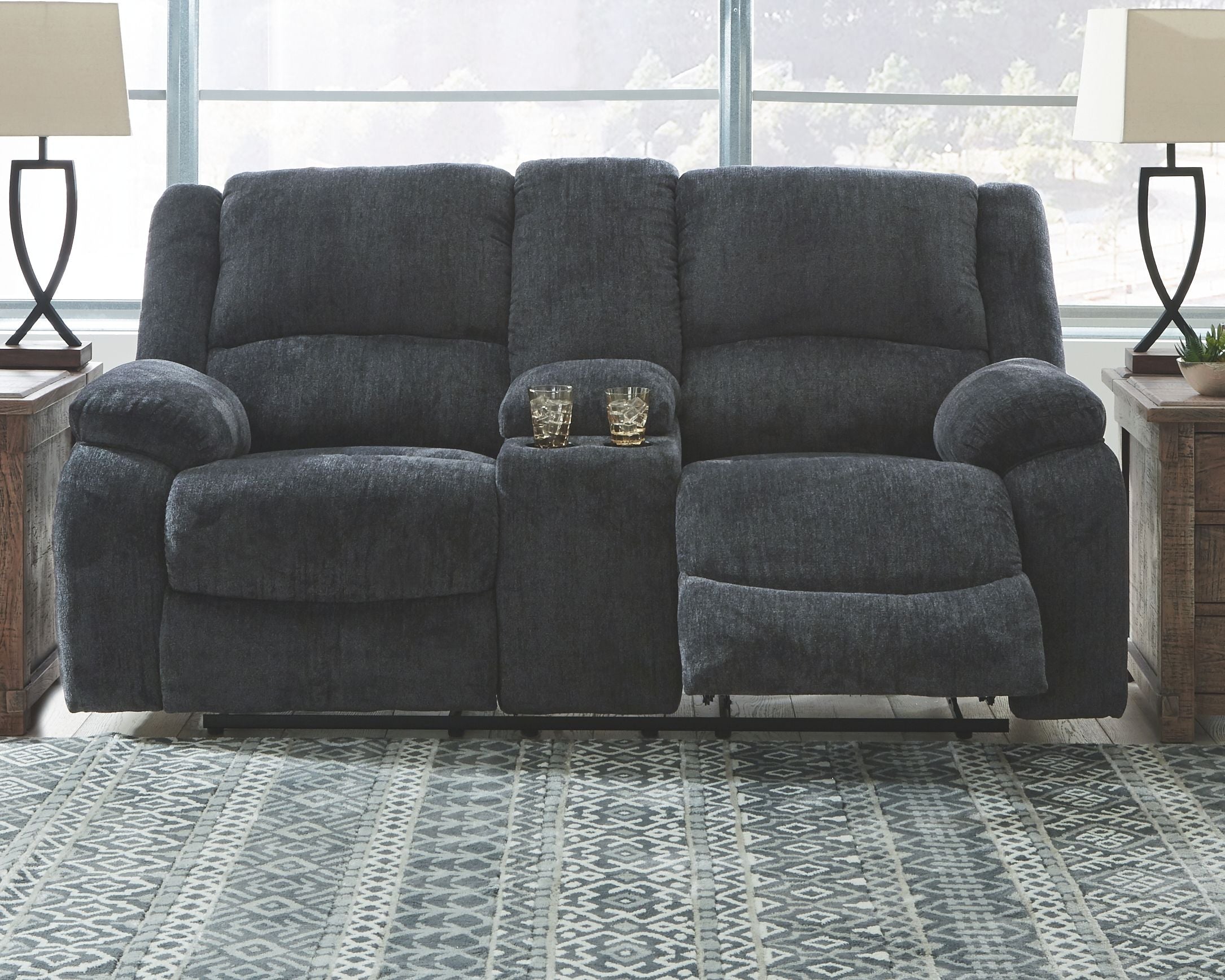 Draycoll - Dbl Reclining Loveseat W/Console - Fabric - Slate - Image 3
