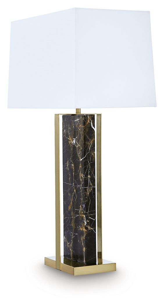 Neonish - Marble Table Lamp - Black / Gold Finish - Image 2