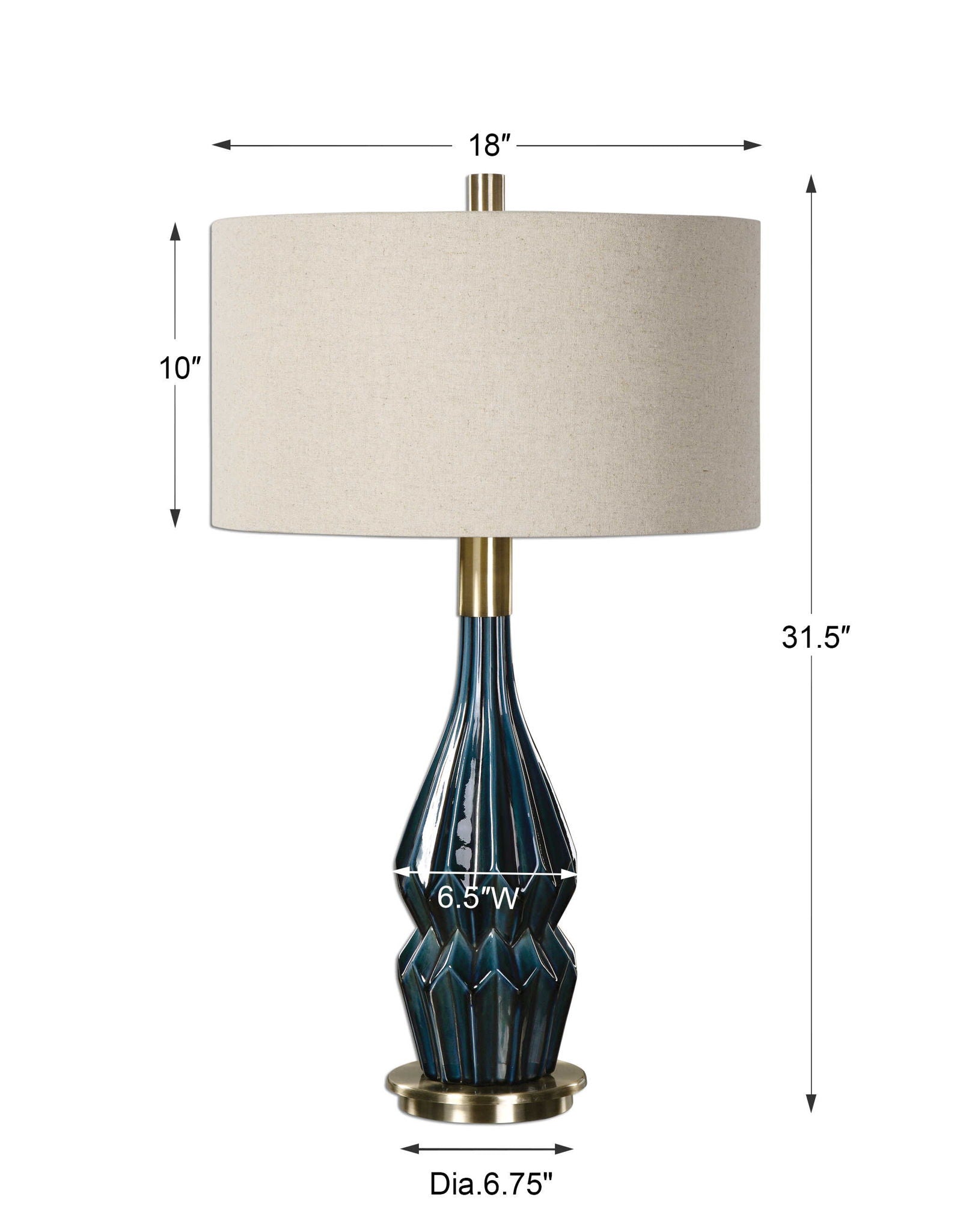 Prussian - Ceramic Lamp - Blue - Image 2