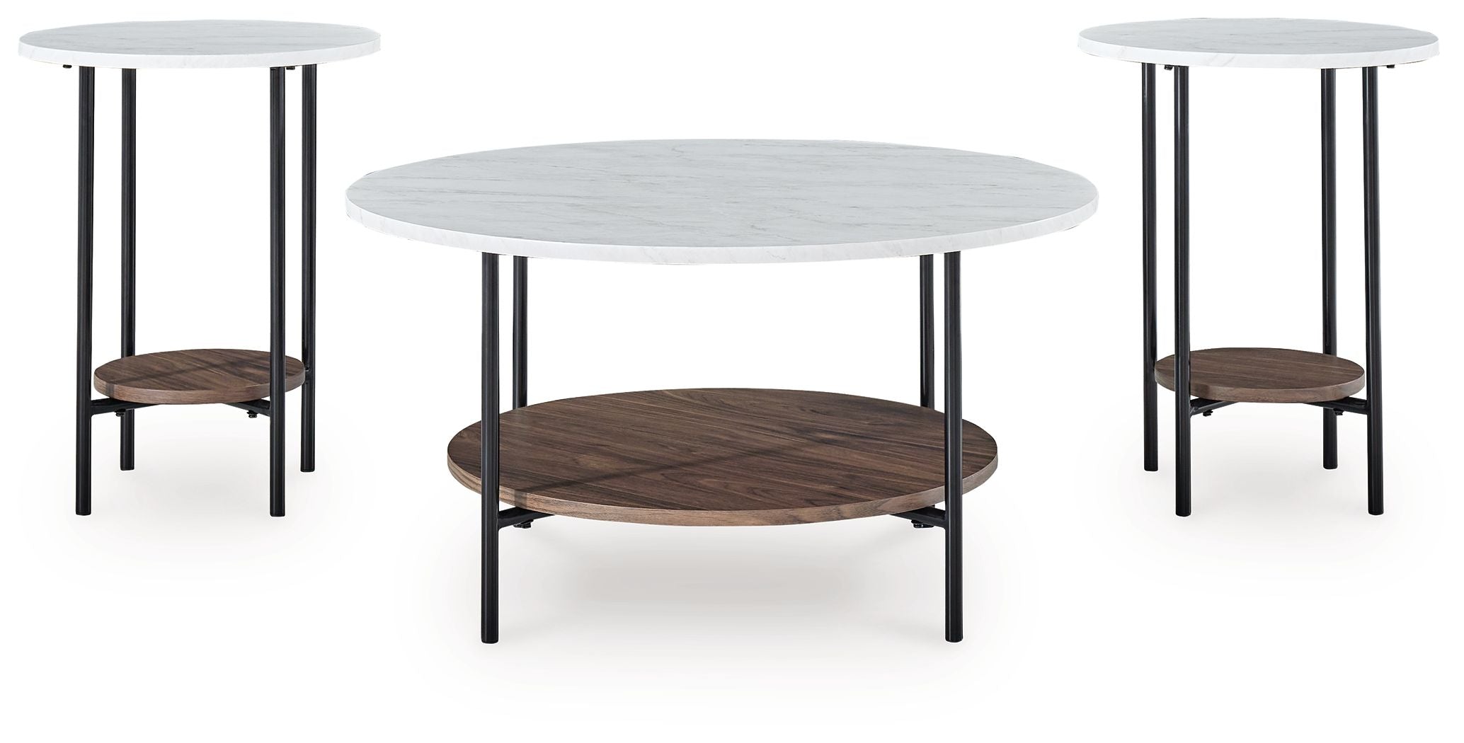 Wrenwich - Occasional Table Set (Set of 3) - Brown / Black / White - Image 2