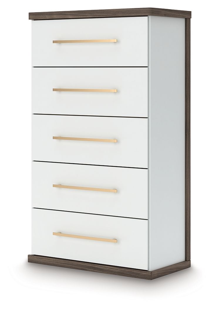 Kendanport - Five Drawer Chest - Brown / White - Image 2