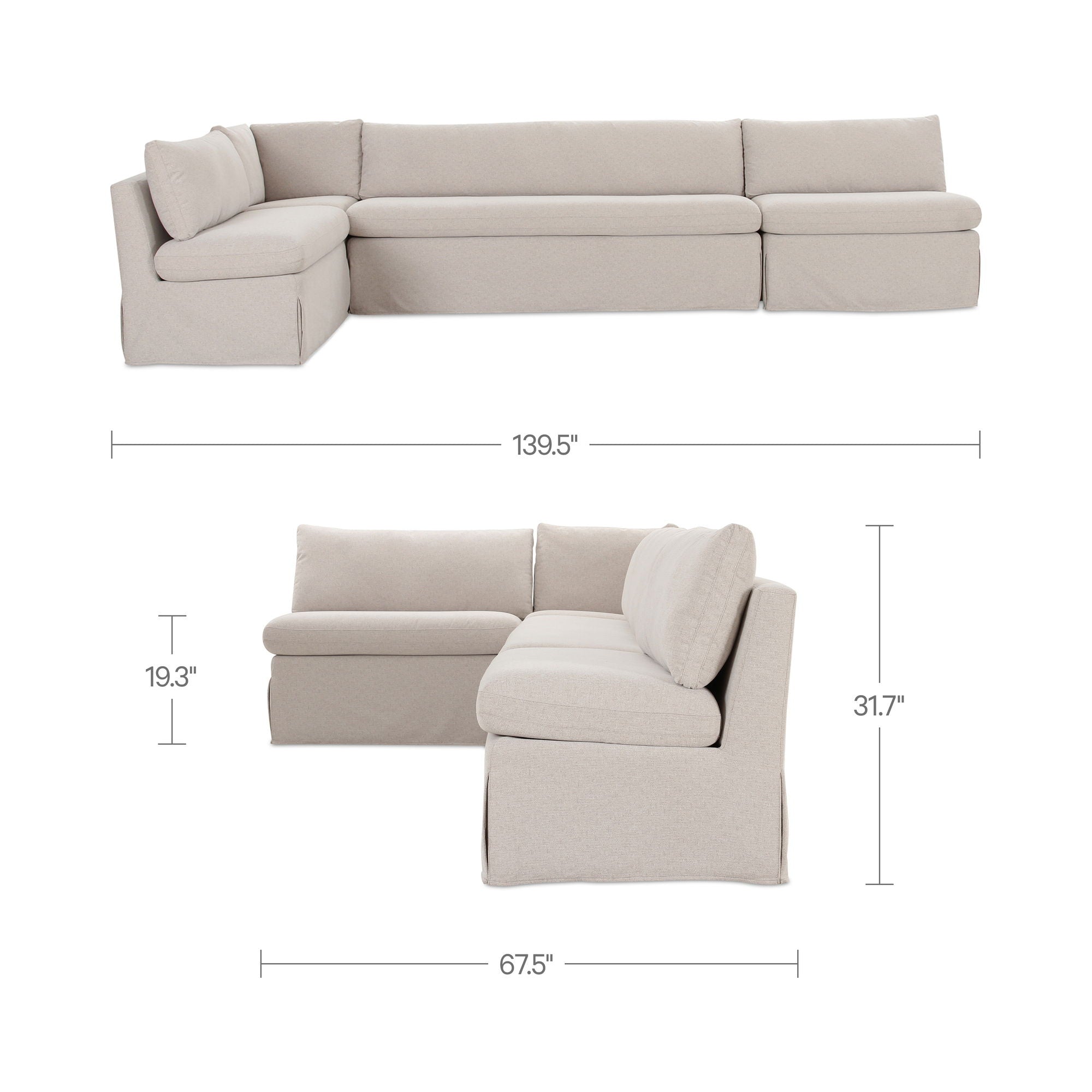 Fable - Slipcover Dining Banquette L-Shape - Beige - Image 2