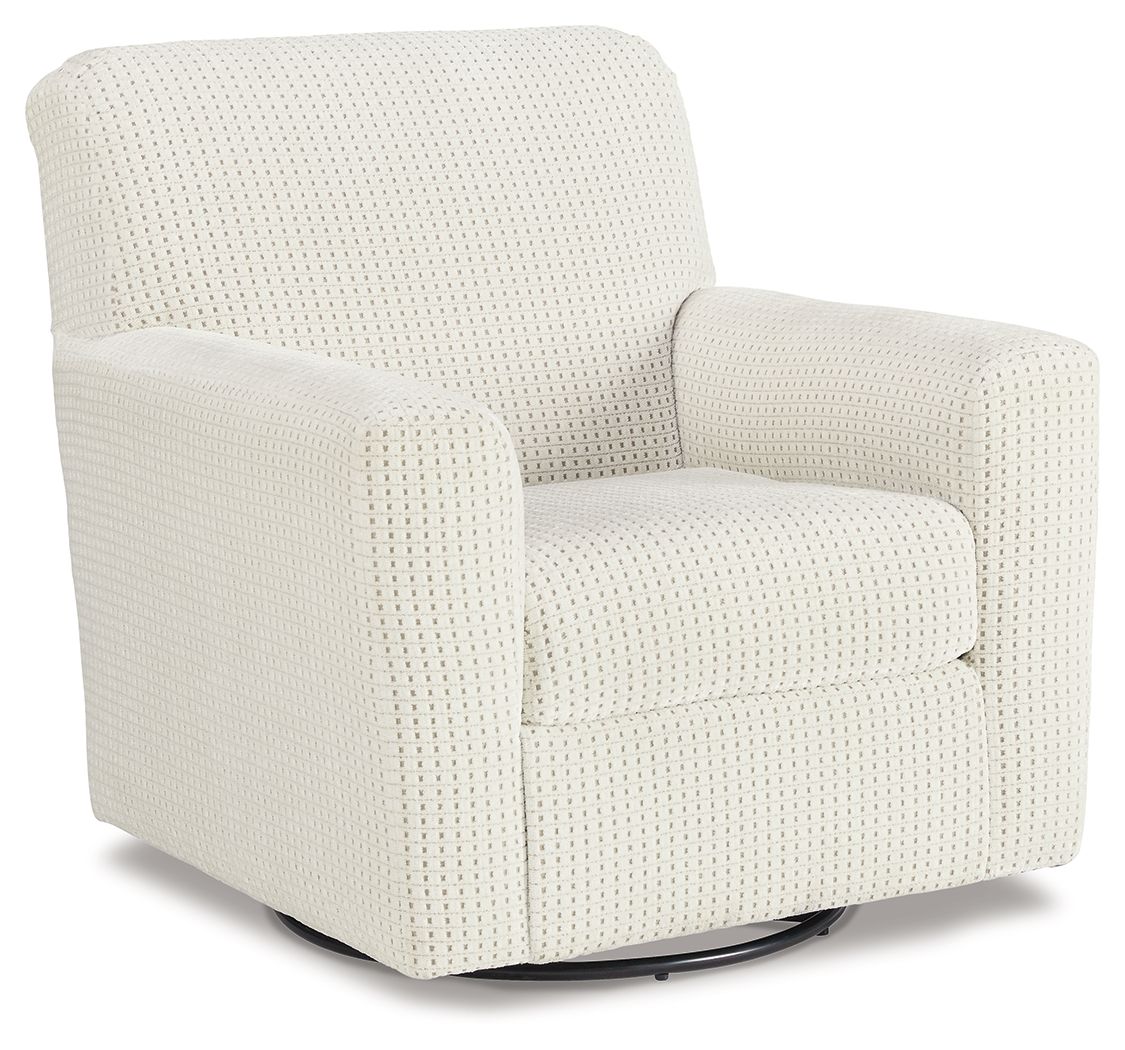 Herstow – Swivel Glider Accent Chair – Fabric – Ivory