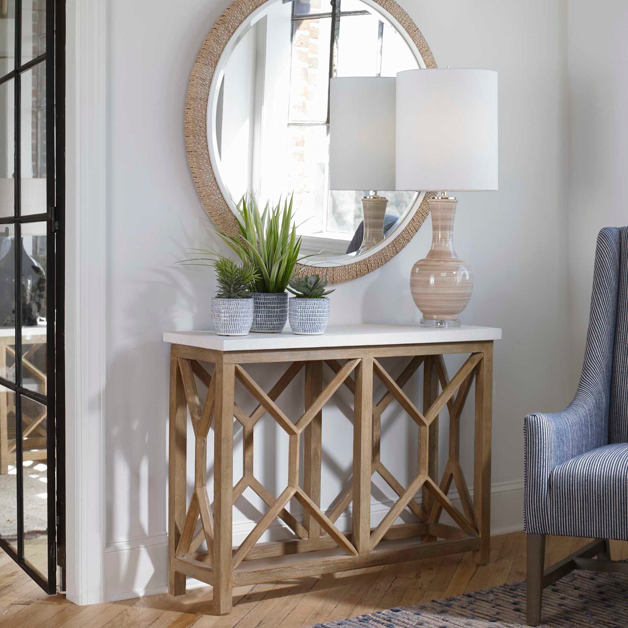 Catali - Stone Console Table - Ivory - Image 2