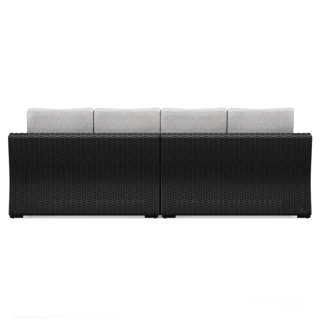 Beachcroft - 2-Piece Outdoor Loveseat with Cushion - Black / Light Gray - Image 2