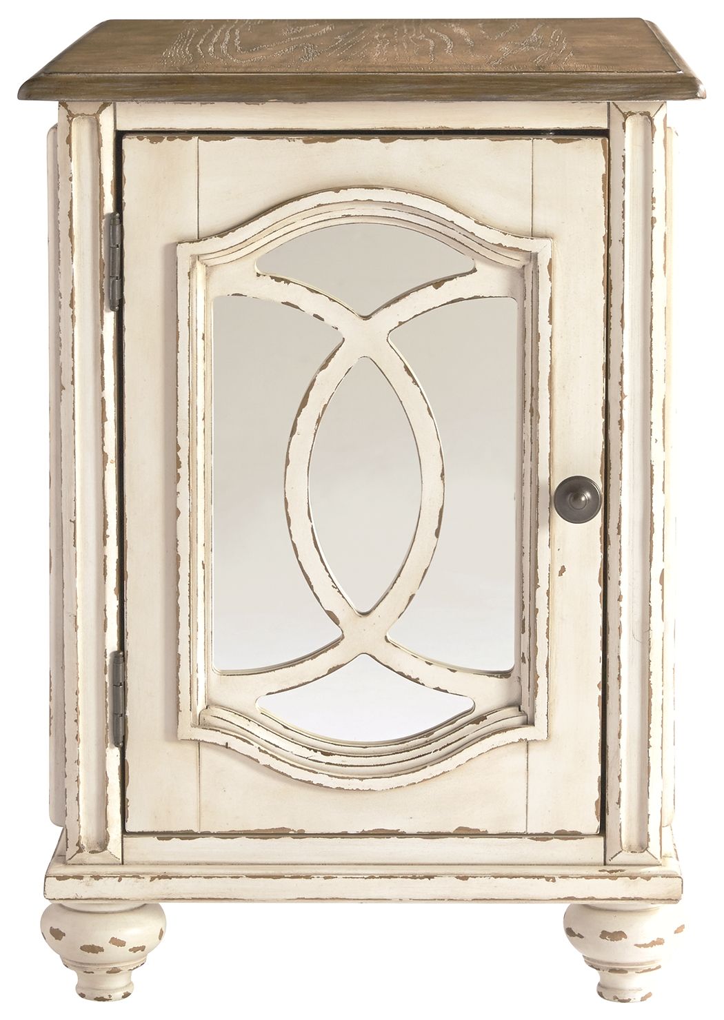Realyn - Chair Side End Table - Insert Mirror - White / Brown - Image 2