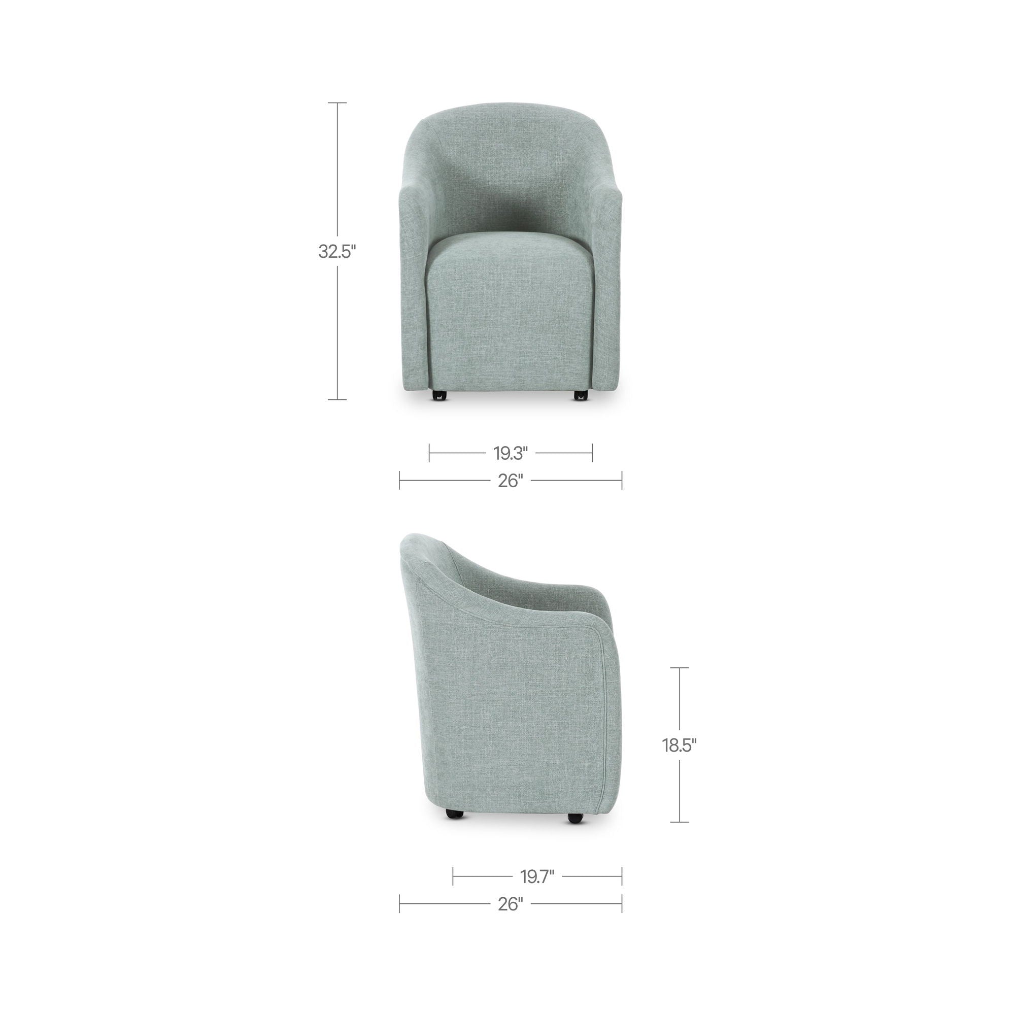 Drava - Rolling Dining Chair - Light Blue - Image 2