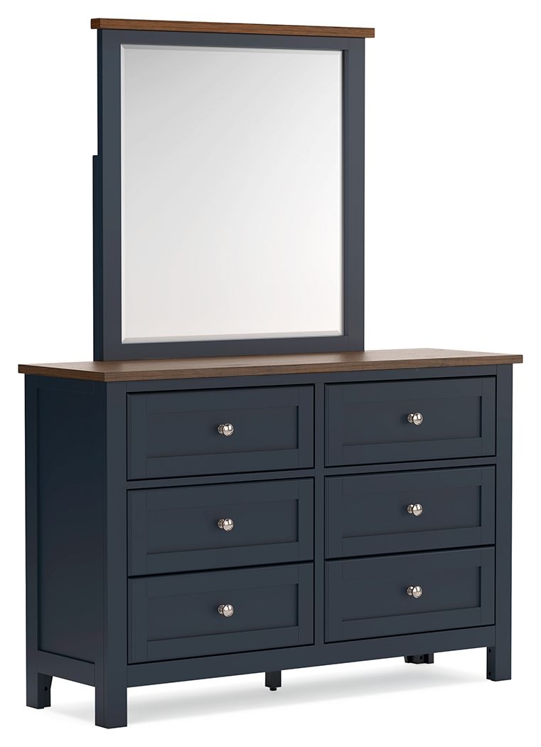 Landocken – Dresser and Mirror – Brown / Blue
