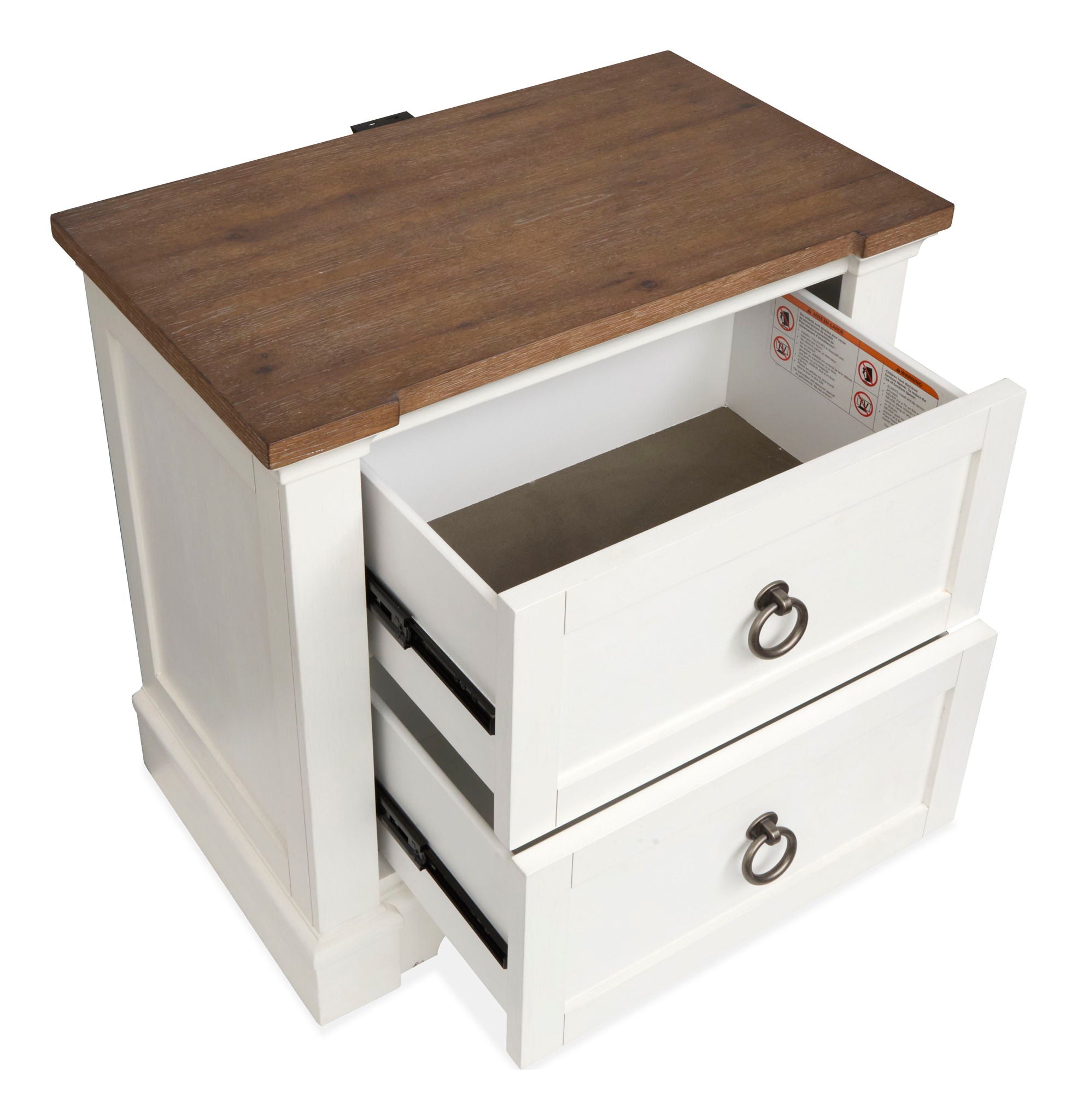 Kingston - Drawer Nightstand - Whisper White And Cerused Nutmeg - Image 2