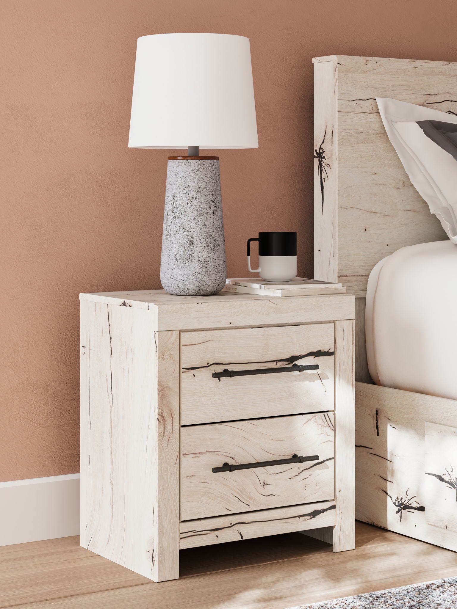 Lawroy – Two Drawer Night Stand – Light Natural
